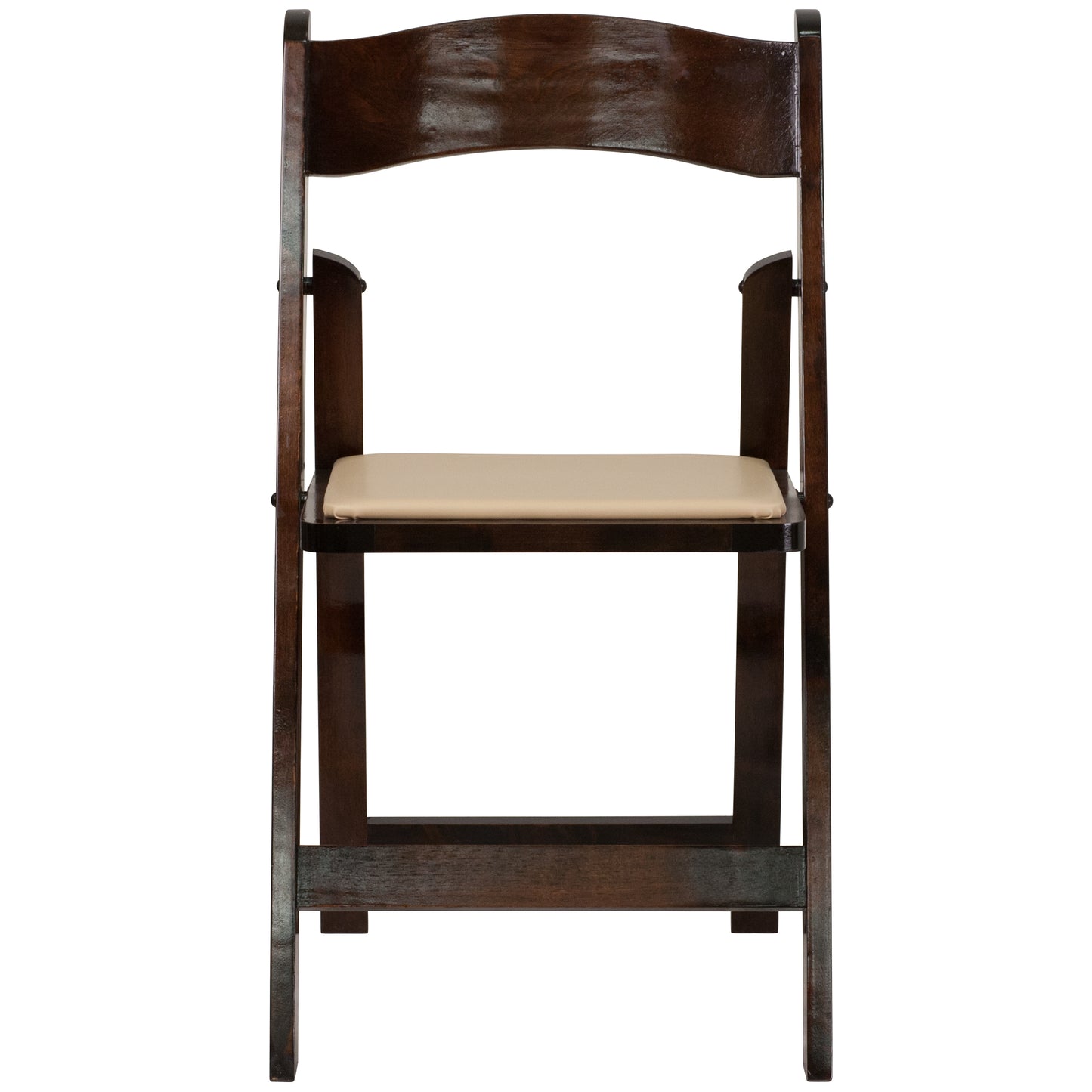 2 Pack HERCULES Series Fruitwood Wood Folding Chair with Vinyl Padded Seat Fruitwood