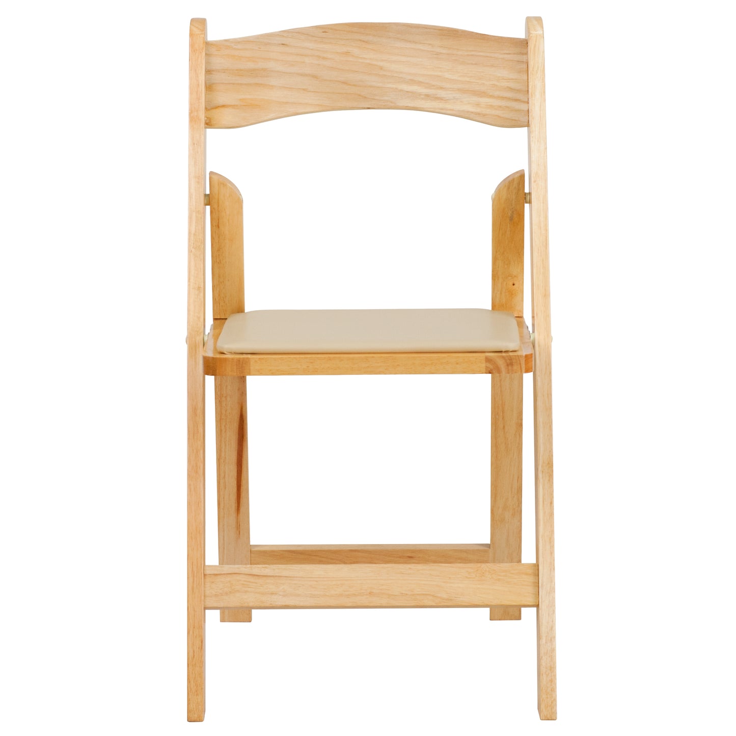 2 Pack HERCULES Series Natural Wood Folding Chair with Vinyl Padded Seat Natural