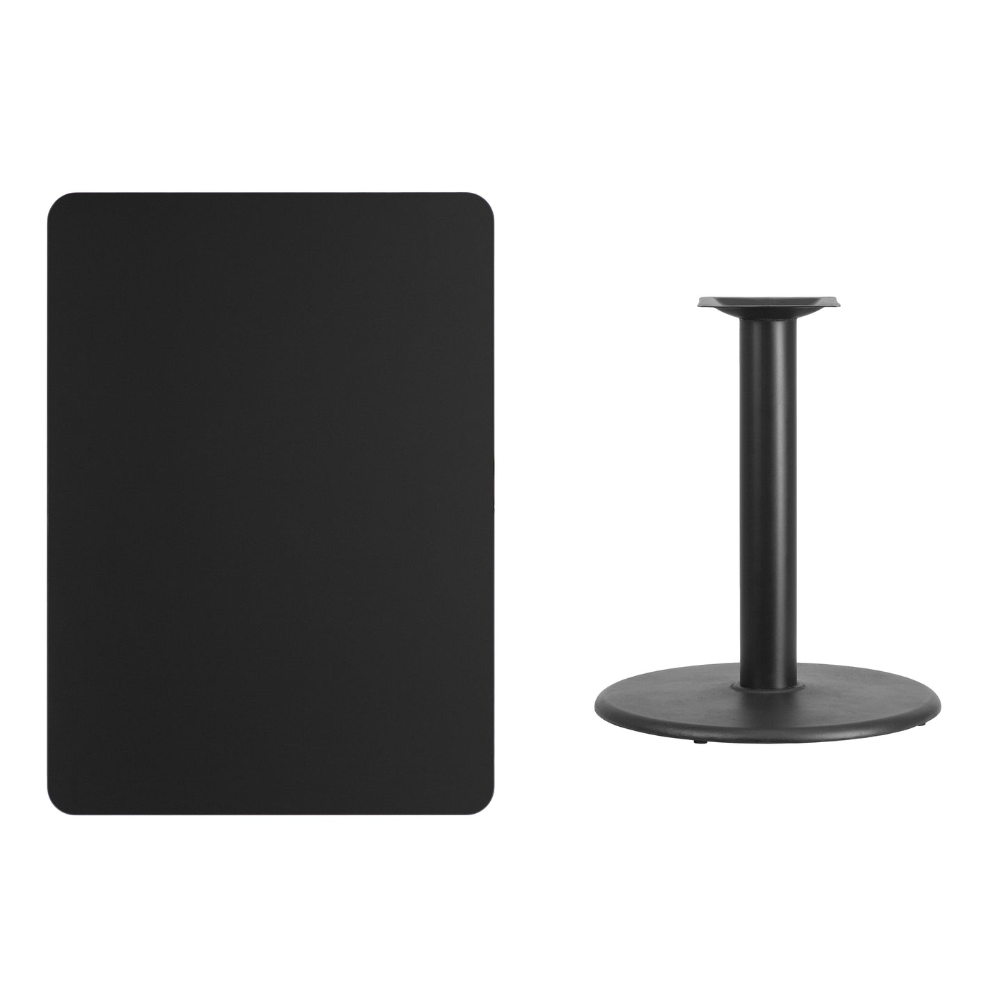 Stiles 30'' x 42'' Rectangular Black Laminate Table Top with 24'' Round Table Height Base Black