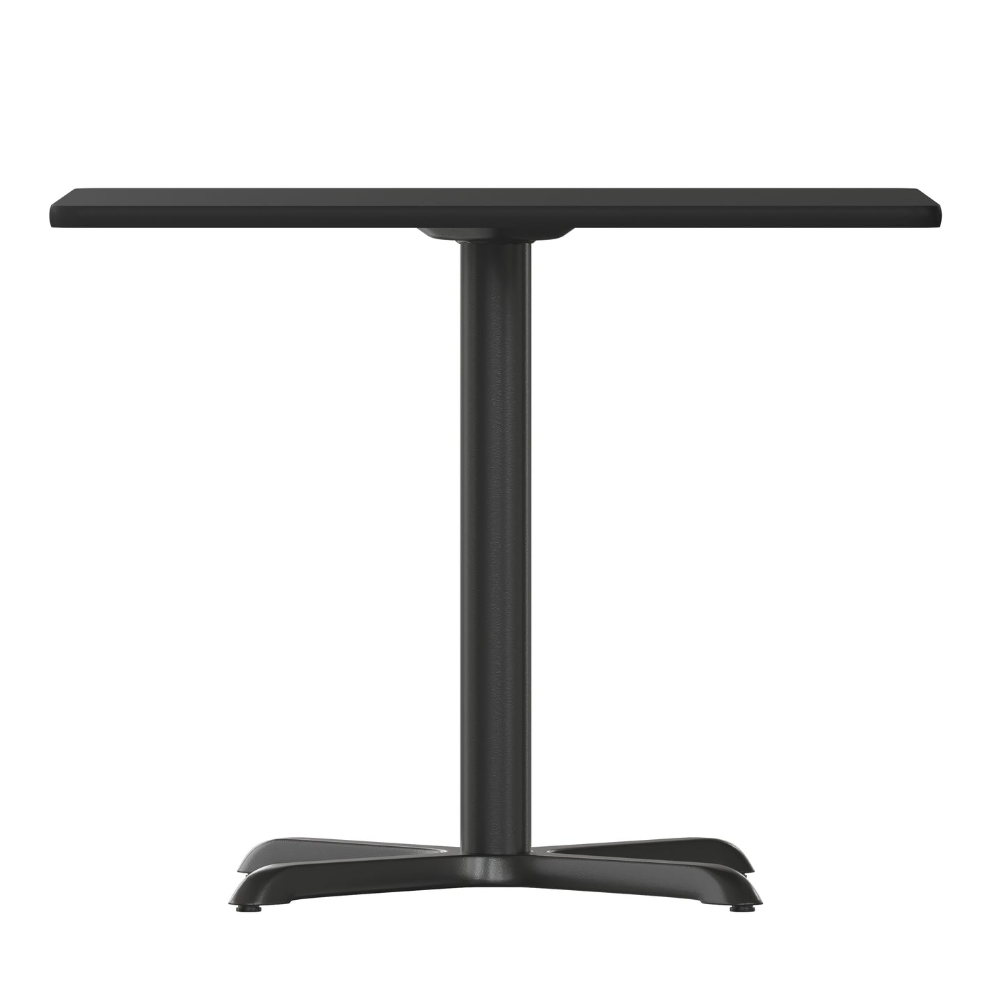 Carlton 36'' Square Black Laminate Table Set with X-Base and 4 Black Trapezoidal Back Banquet Chairs Black Top/Black Vinyl Seat