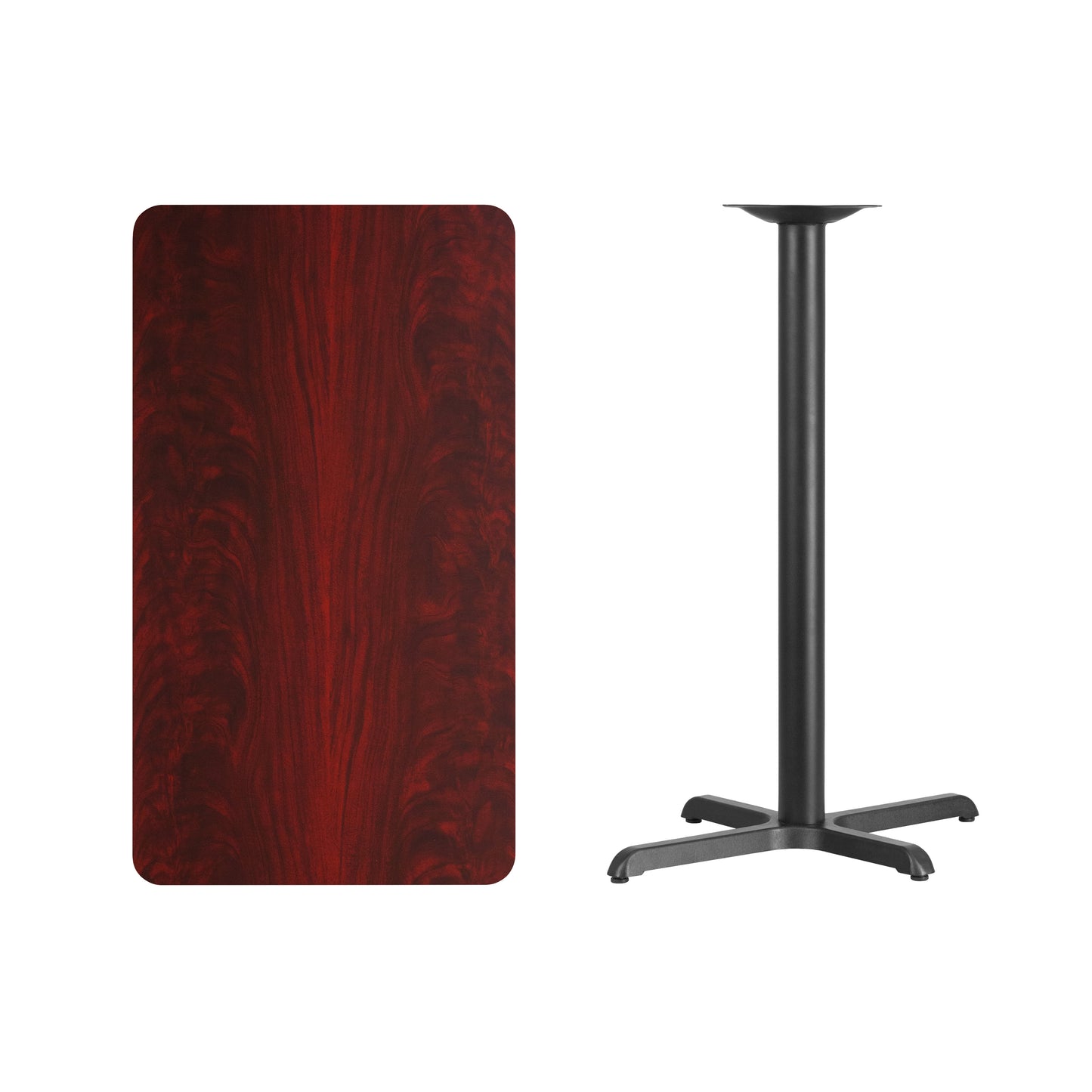 Stiles 24'' x 42'' Rectangular Mahogany Laminate Table Top with 23.5'' x 29.5'' Bar Height Table Base Mahogany XU-MAHTB-2442-T2230B-GG