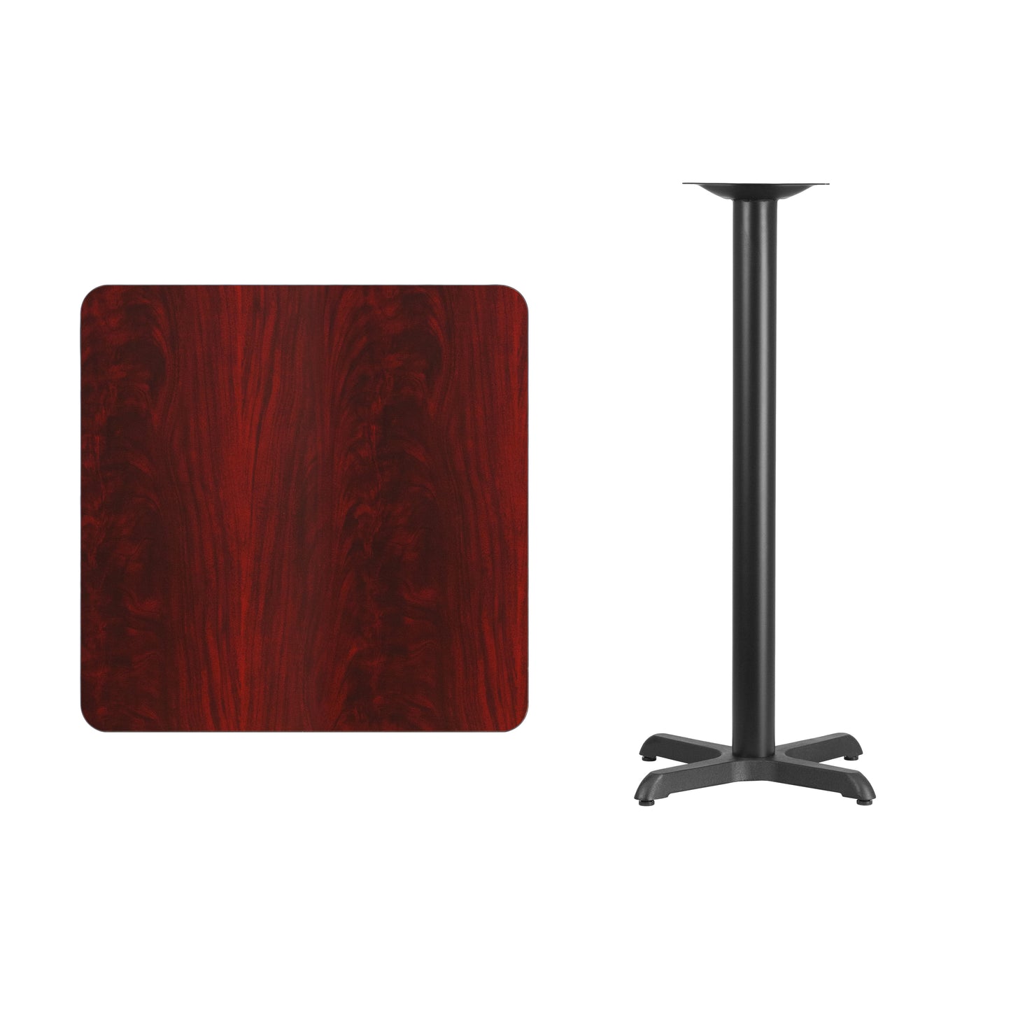 Stiles 30'' Square Mahogany Laminate Table Top with 22'' x 22'' Bar Height Table Base Mahogany