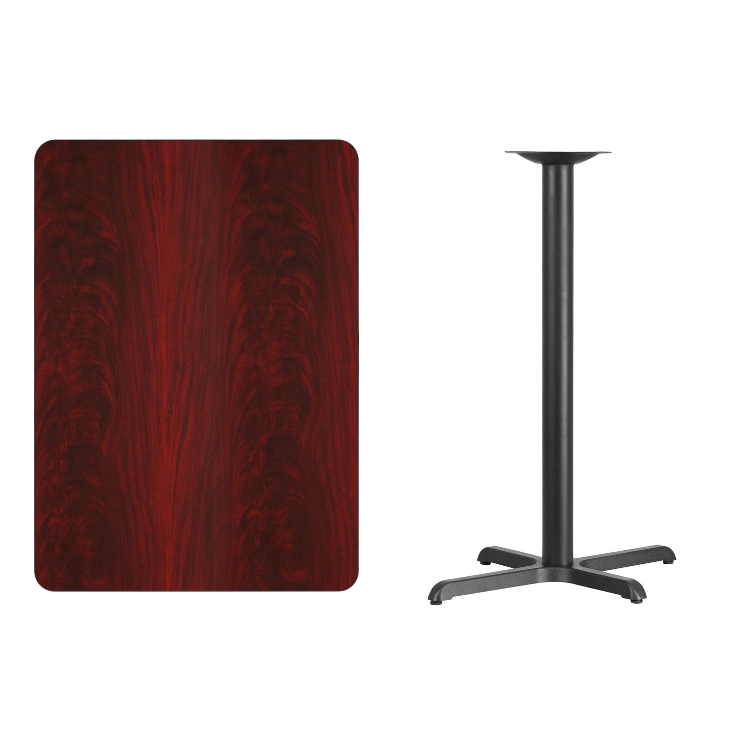 Stiles 30'' x 42'' Rectangular Mahogany Laminate Table Top with 23.5'' x 29.5'' Bar Height Table Base Mahogany