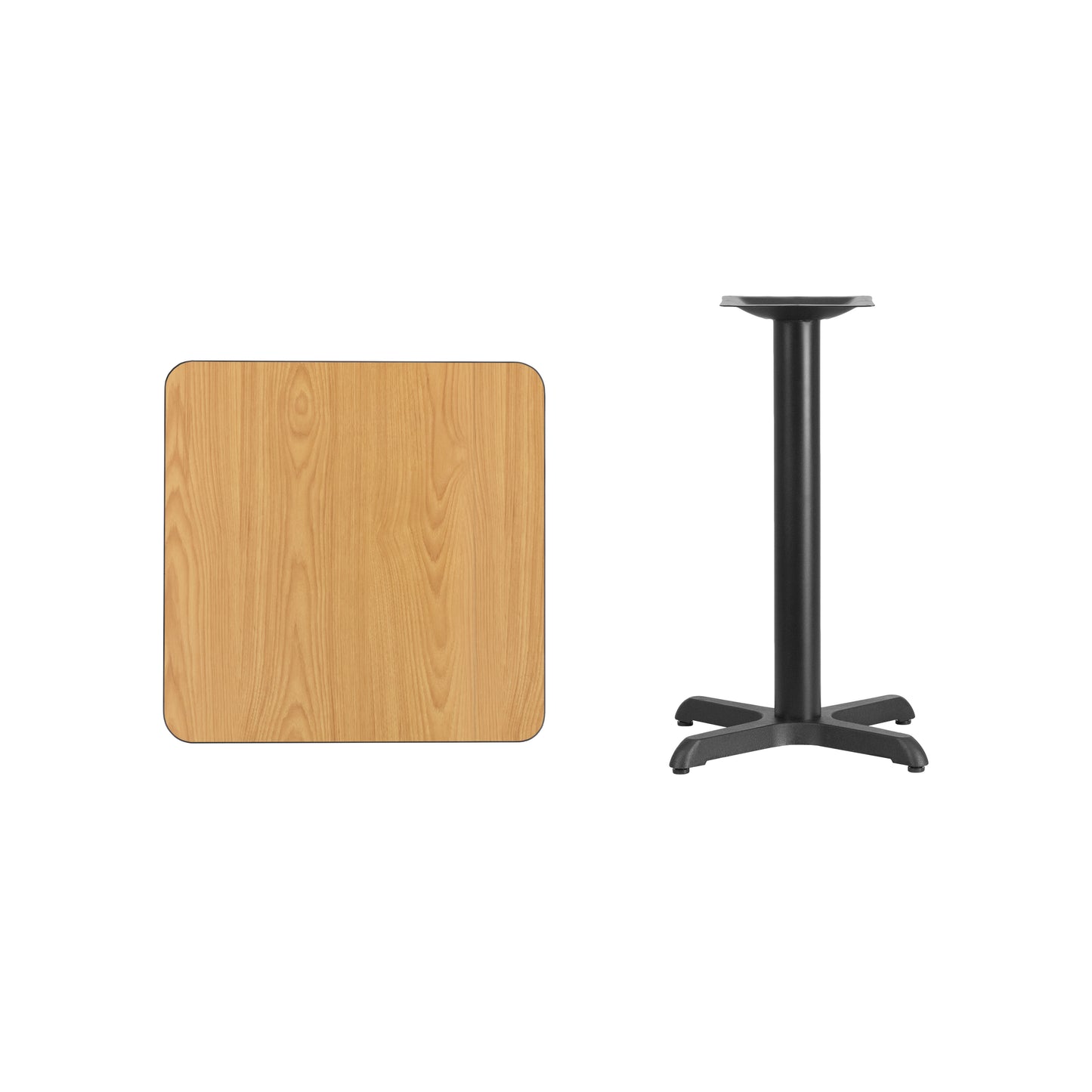 Graniss 24'' Square Natural Laminate Table Top with 22'' x 22'' Table Height Base Natural