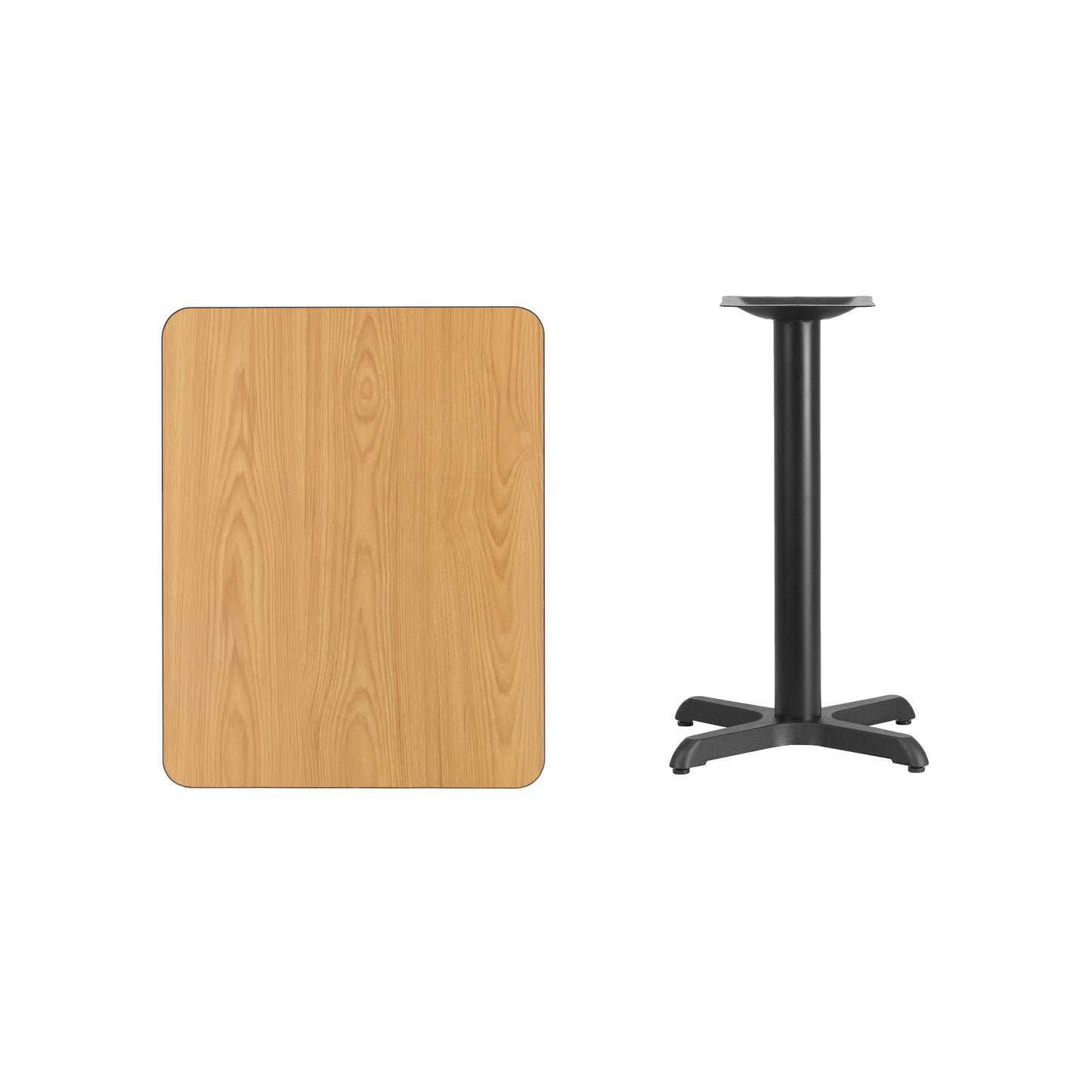Graniss 24'' x 30'' Rectangular Natural Laminate Table Top with 22'' x 22'' Table Height Base Natural XU-NATTB-2430-T2222-GG