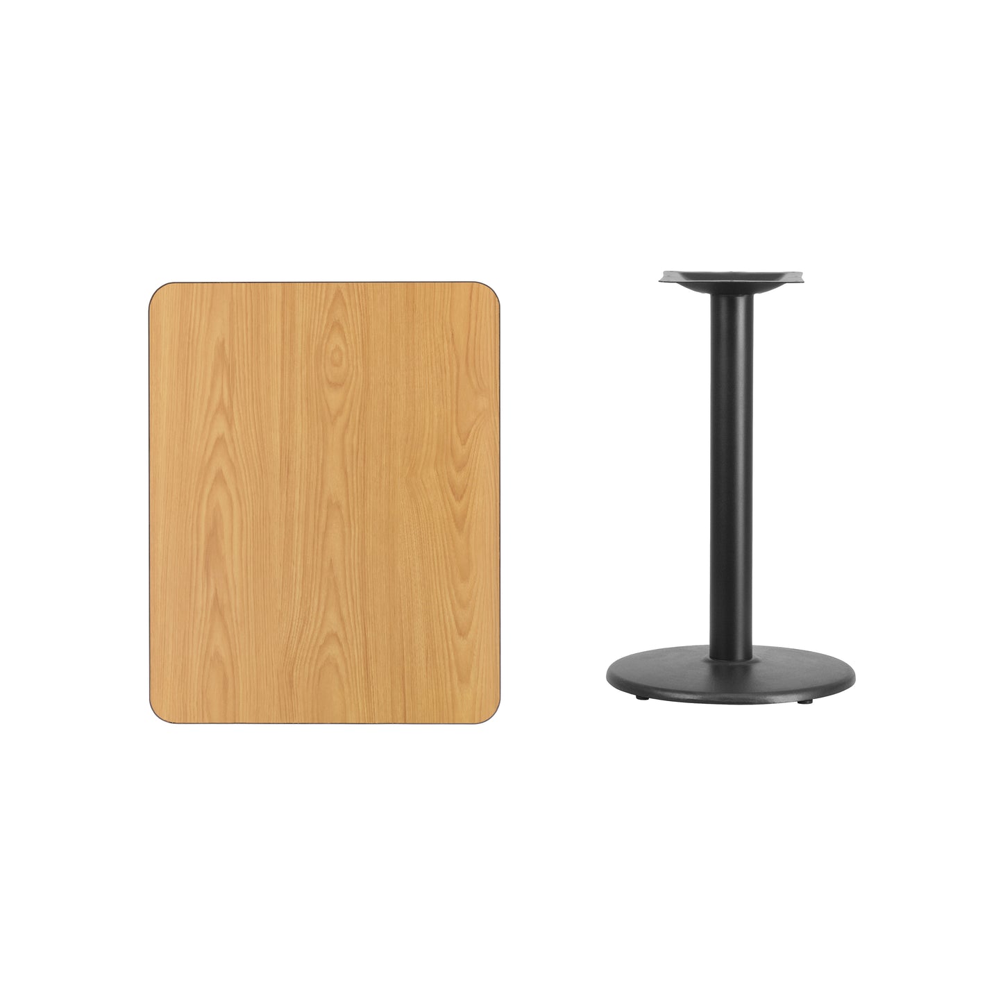 Graniss 24'' x 30'' Rectangular Natural Laminate Table Top with 18'' Round Table Height Base Natural XU-NATTB-2430-TR18-GG