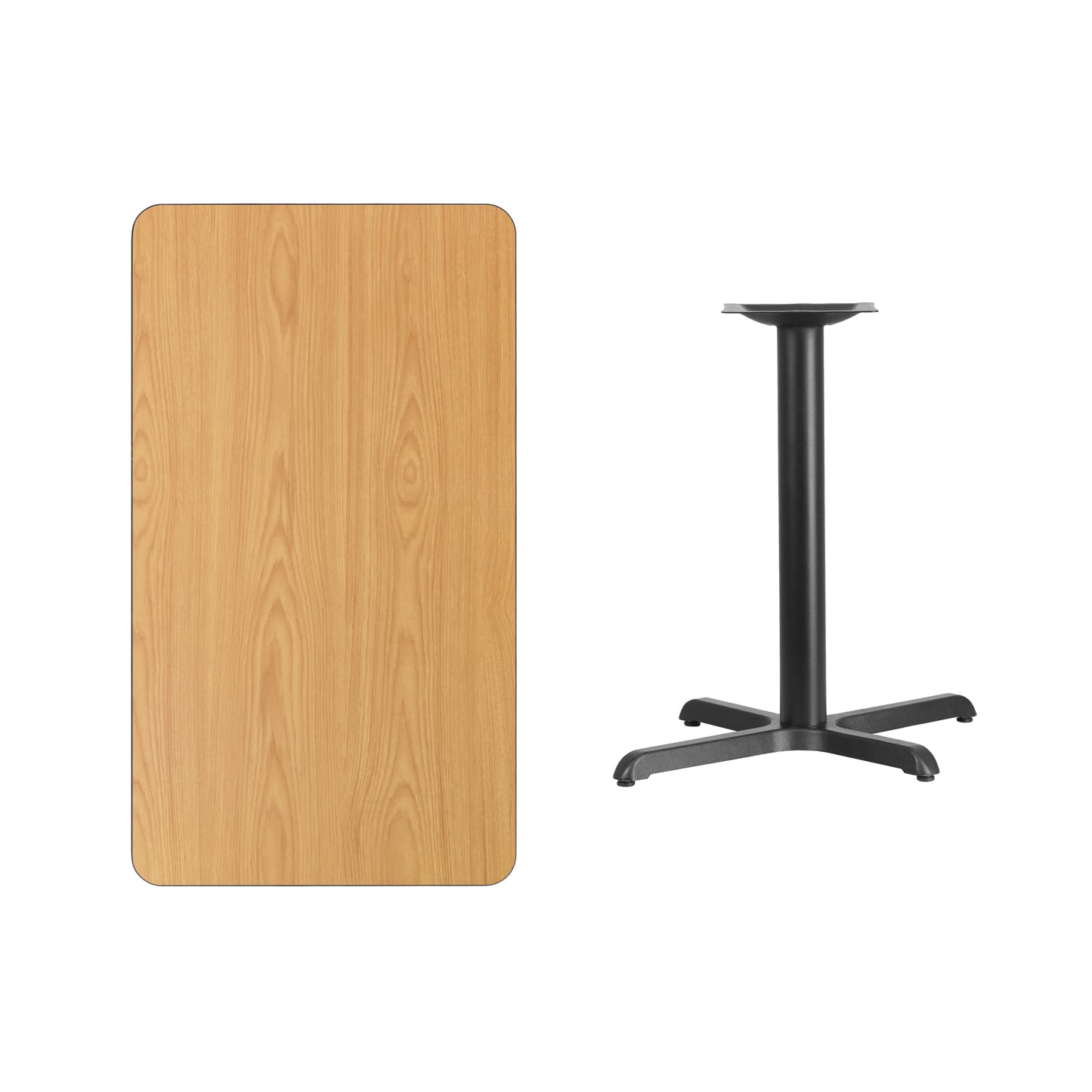 Graniss 24'' x 42'' Rectangular Natural Laminate Table Top with 23.5'' x 29.5'' Table Height Base Natural