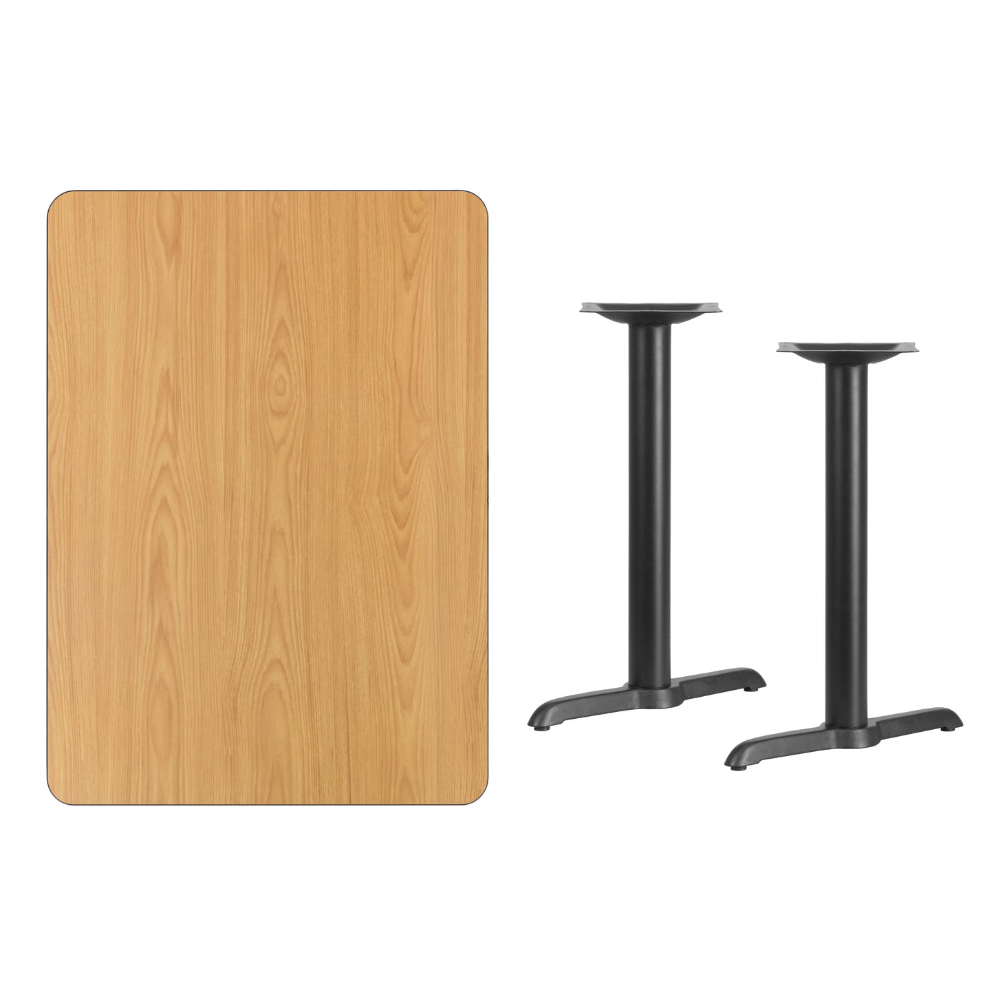Graniss 30'' x 42'' Rectangular Natural Laminate Table Top with 5'' x 22'' Table Height Bases Natural