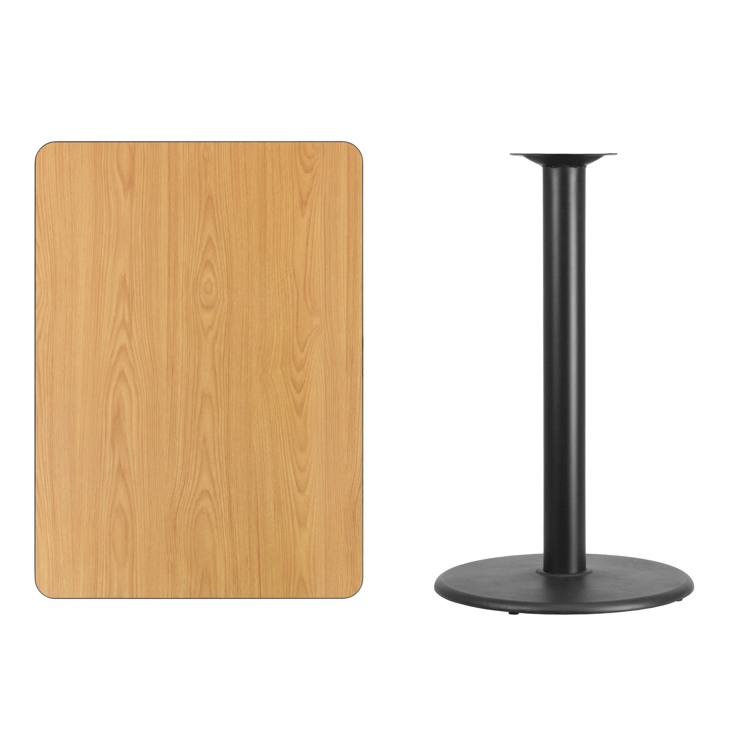 Stiles 30'' x 42'' Rectangular Natural Laminate Table Top with 24'' Round Bar Height Table Base Natural