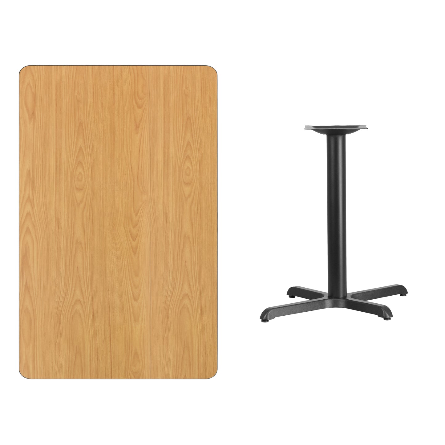 Graniss 30'' x 48'' Rectangular Natural Laminate Table Top with 23.5'' x 29.5'' Table Height Base Natural