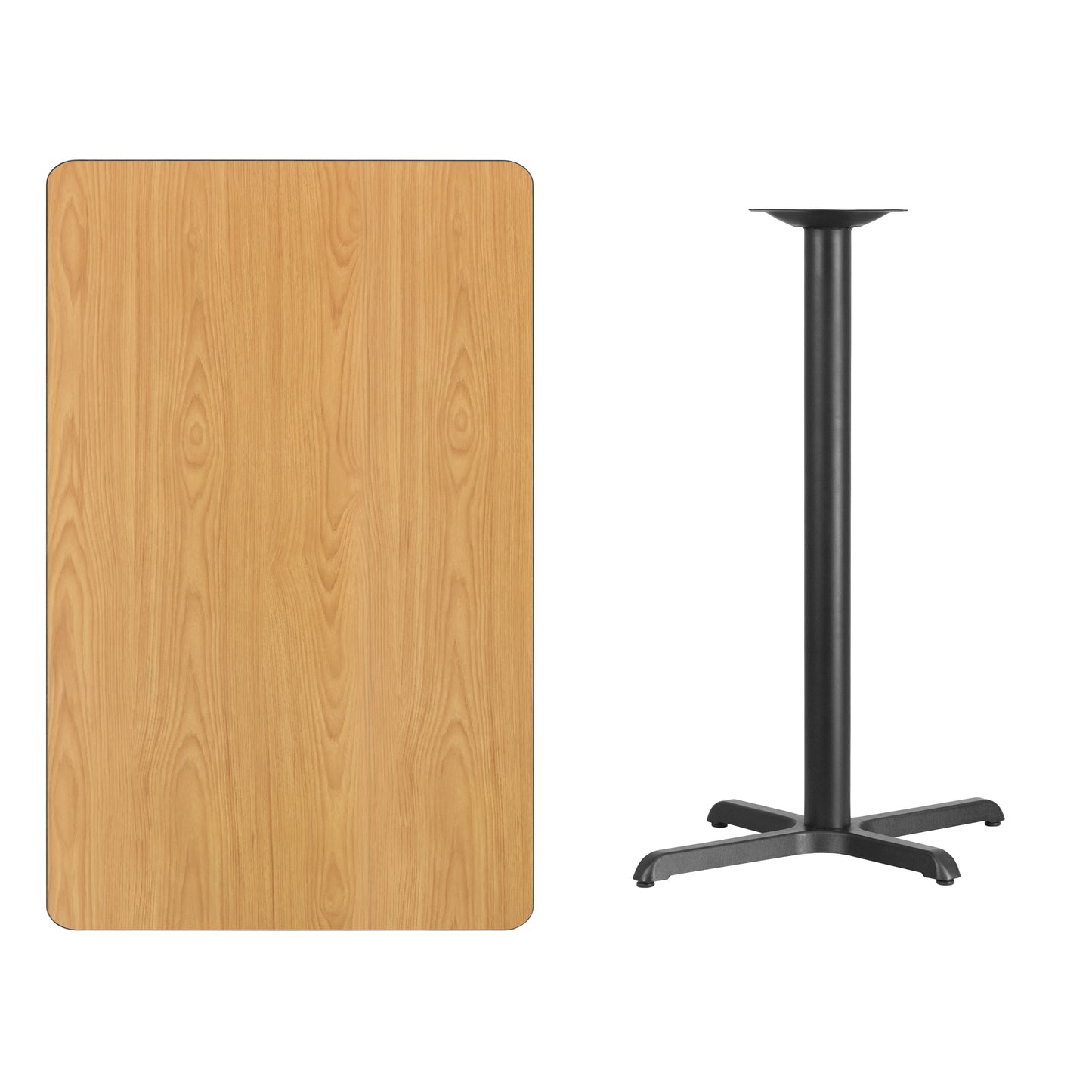 Stiles 30'' x 48'' Rectangular Natural Laminate Table Top with 23.5'' x 29.5'' Bar Height Table Base Natural