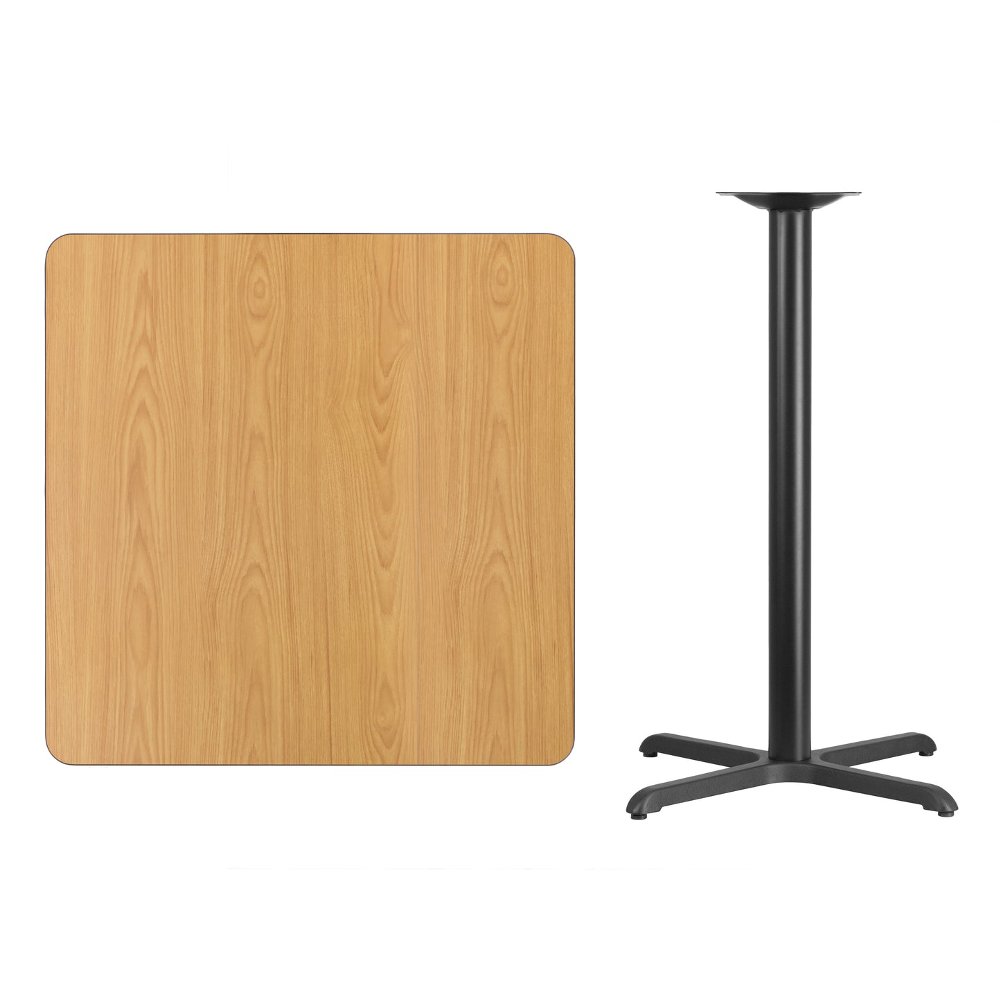 Stiles 36'' Square Natural Laminate Table Top with 30'' x 30'' Bar Height Table Base Natural