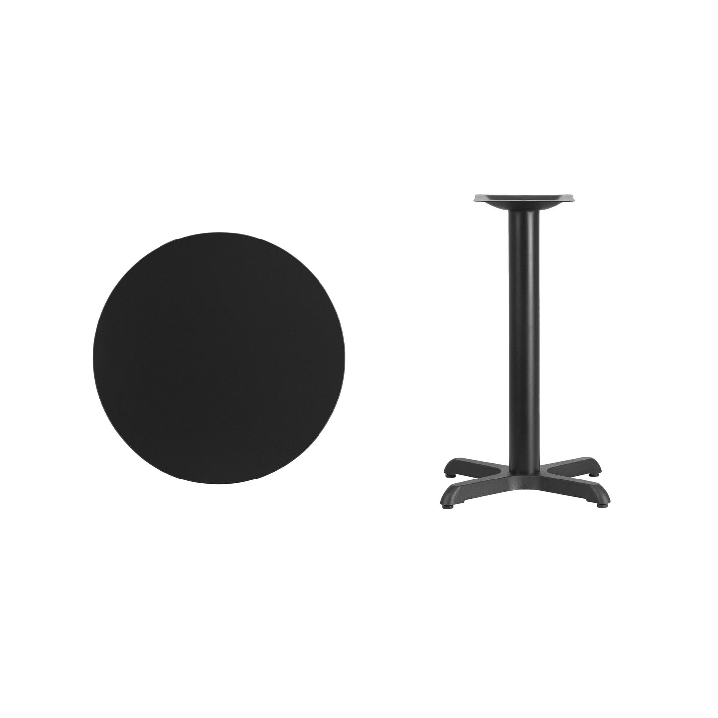 Stiles 24'' Round Black Laminate Table Top with 22'' x 22'' Table Height Base Black