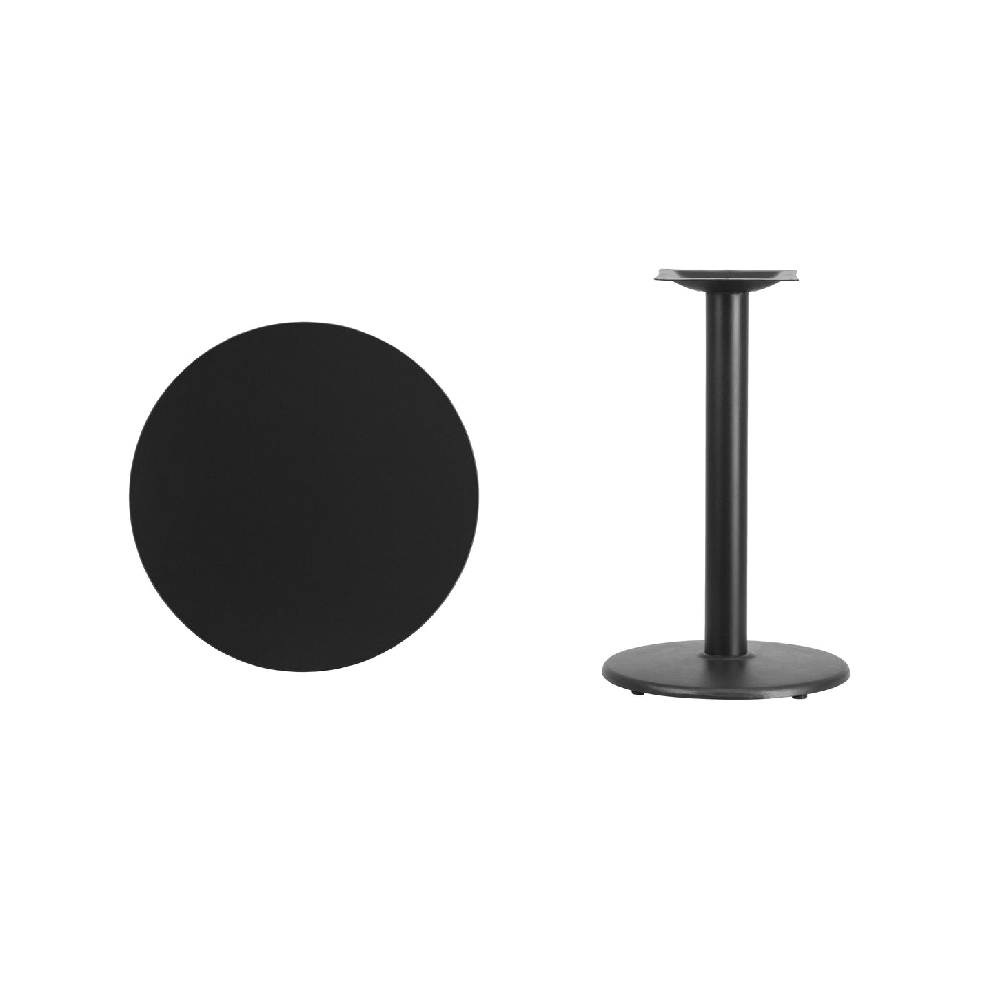Stiles 24'' Round Black Laminate Table Top with 18'' Round Table Height Base Black