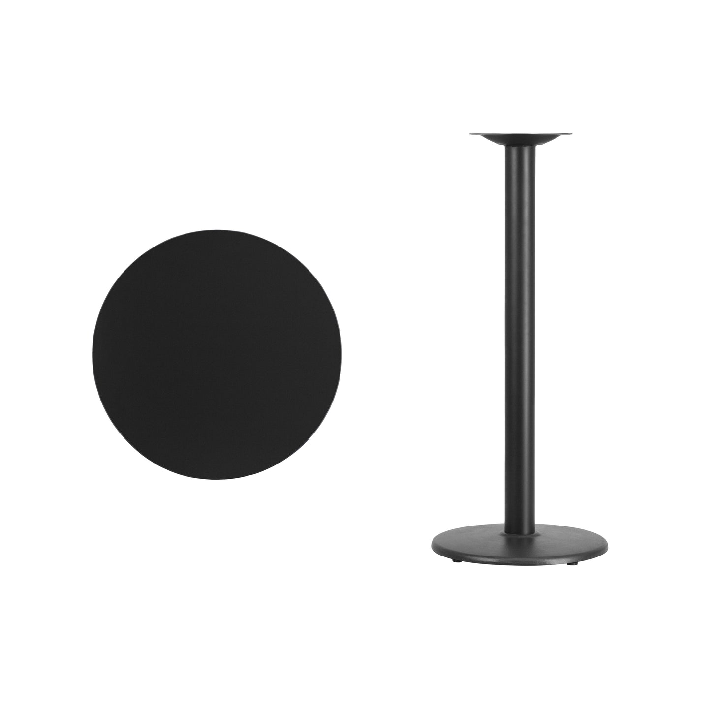 Stiles 24'' Round Black Laminate Table Top with 18'' Round Bar Height Table Base Black