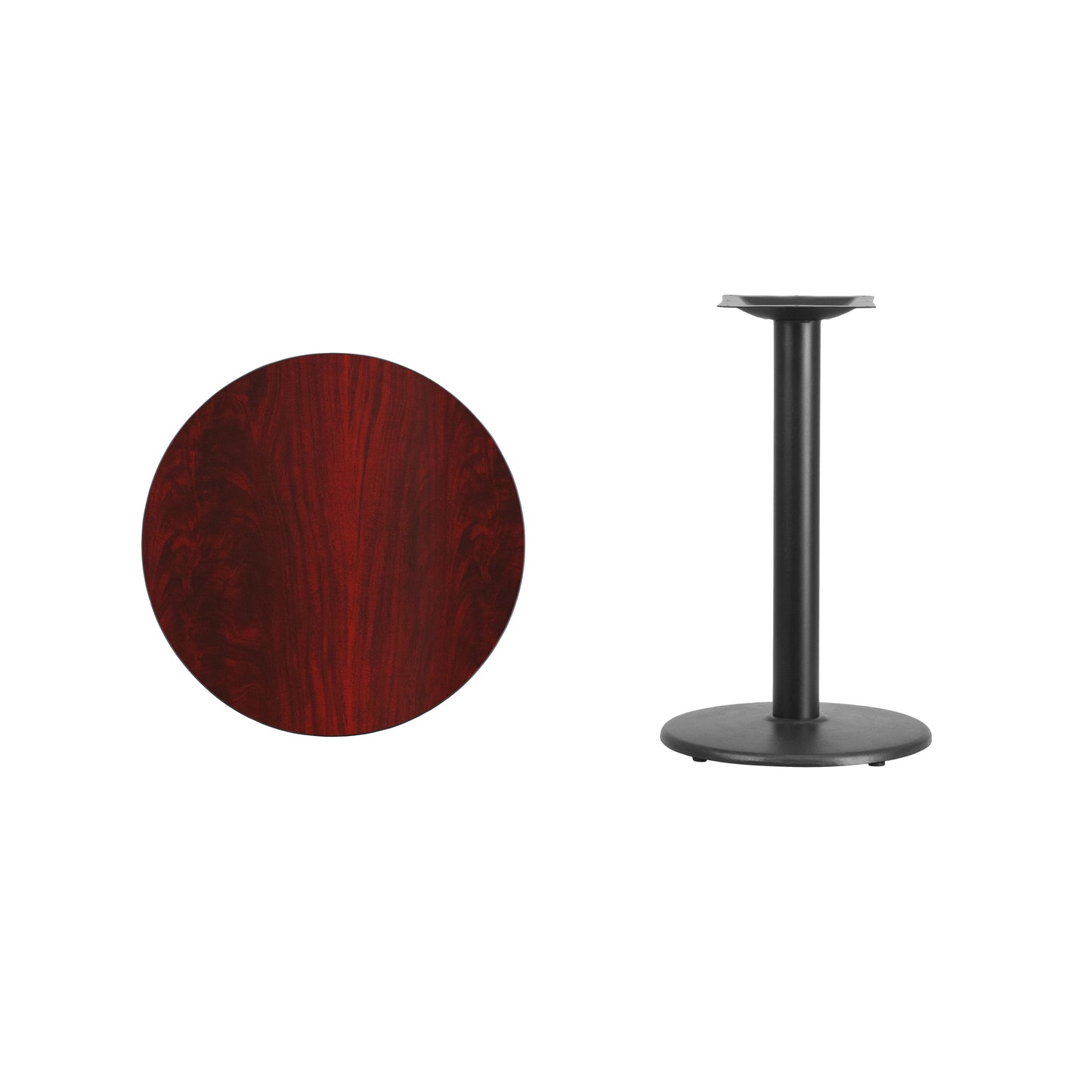Graniss 24'' Round Mahogany Laminate Table Top with 18'' Round Table Height Base Mahogany