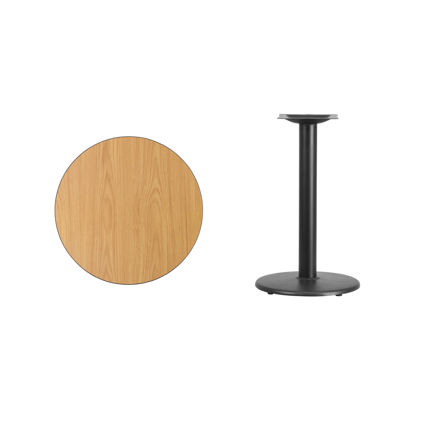 Graniss 24'' Round Natural Laminate Table Top with 18'' Round Table Height Base Natural