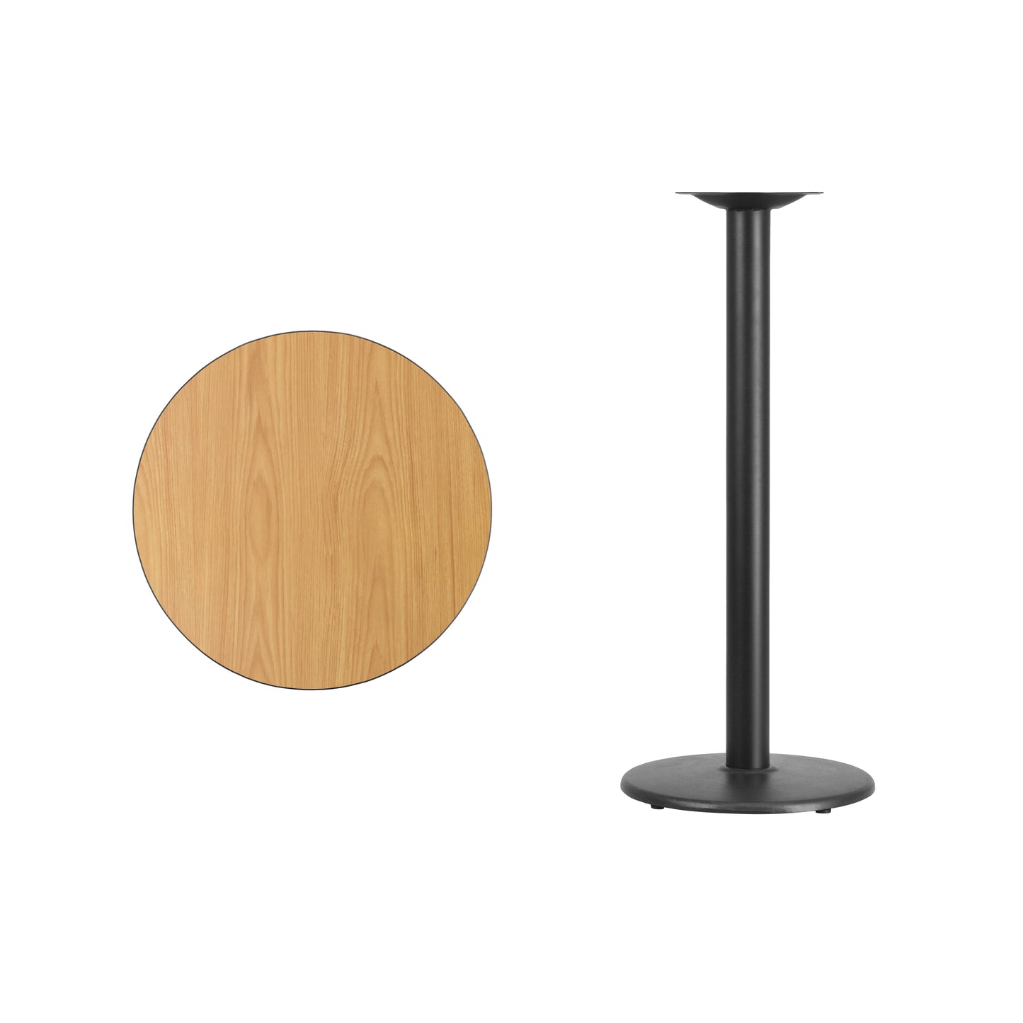 Stiles 24'' Round Natural Laminate Table Top with 18'' Round Bar Height Table Base Natural