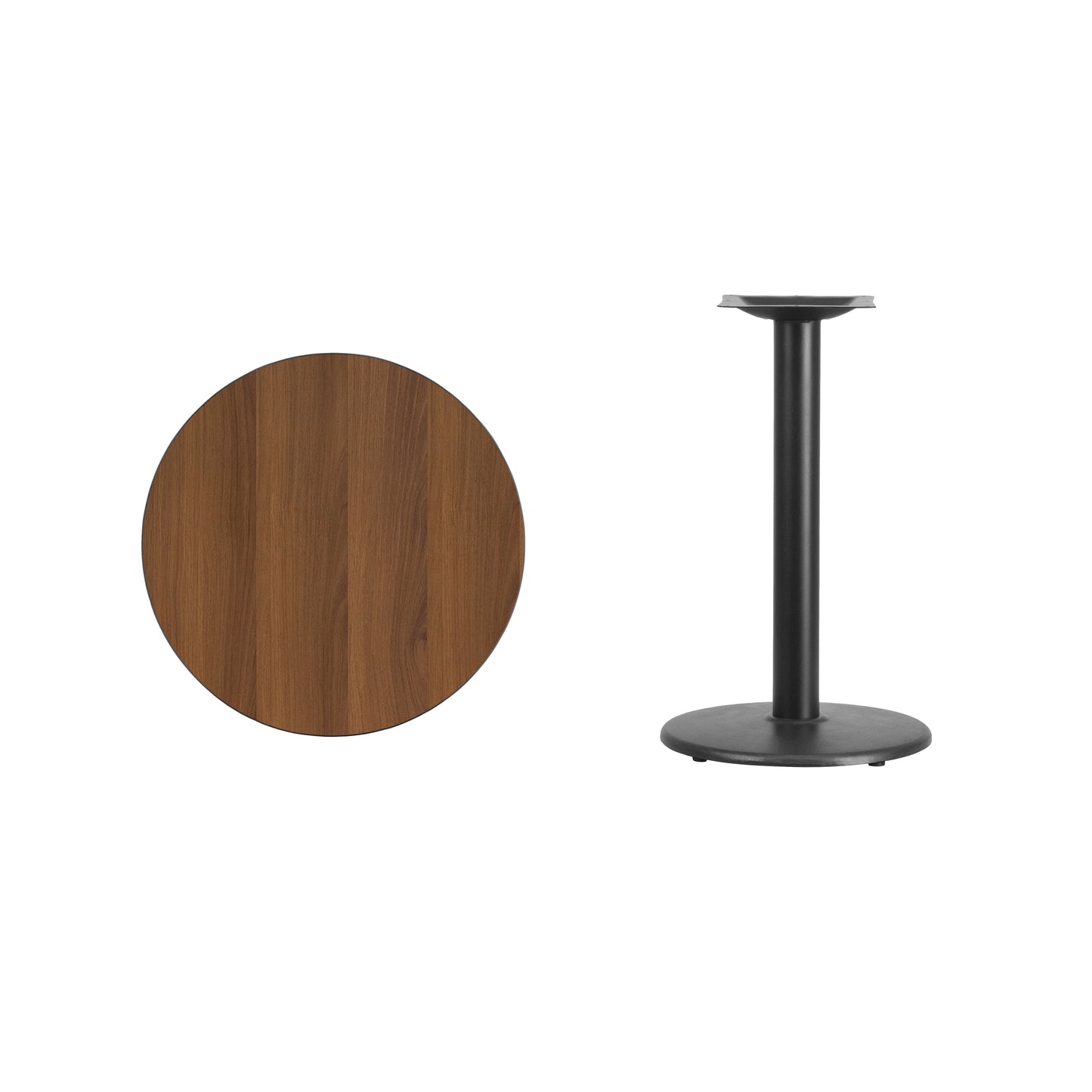 Graniss 24'' Round Walnut Laminate Table Top with 18'' Round Table Height Base Walnut