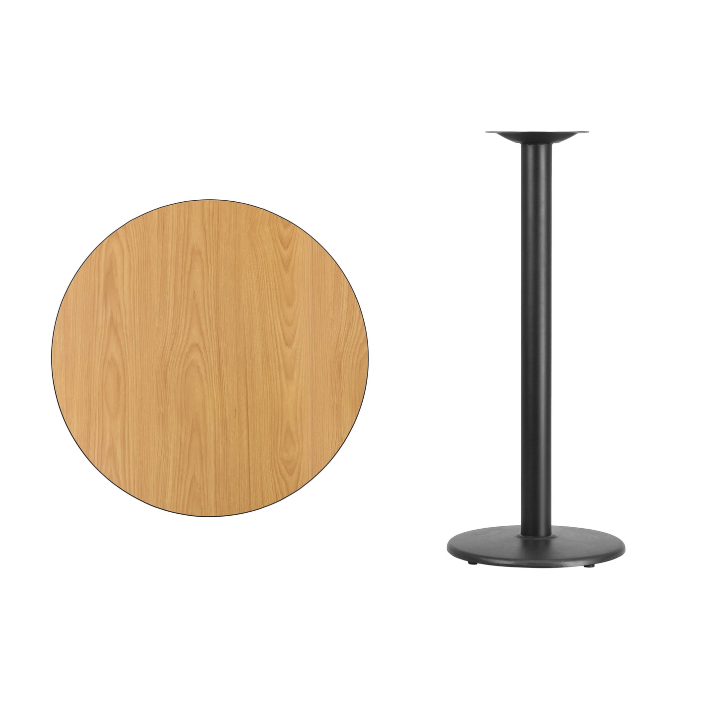 Stiles 30'' Round Natural Laminate Table Top with 18'' Round Bar Height Table Base Natural
