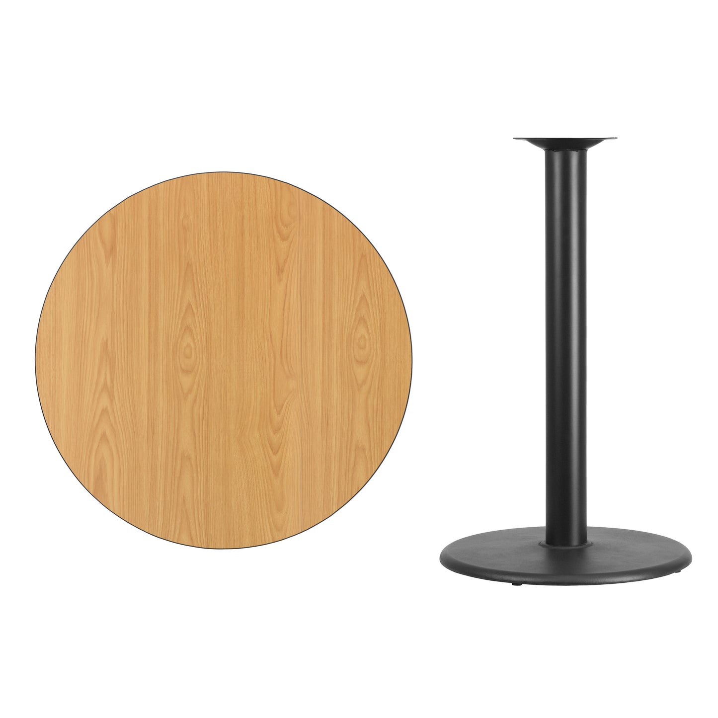 Stiles 36'' Round Natural Laminate Table Top with 24'' Round Bar Height Table Base Natural