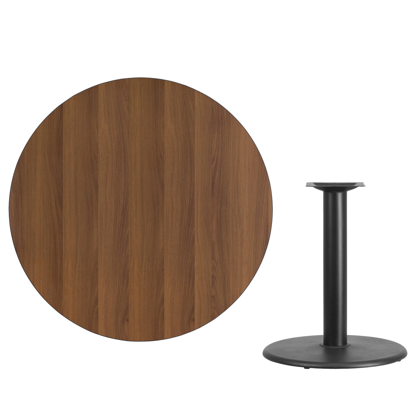 Graniss 42'' Round Walnut Laminate Table Top with 24'' Round Table Height Base Walnut