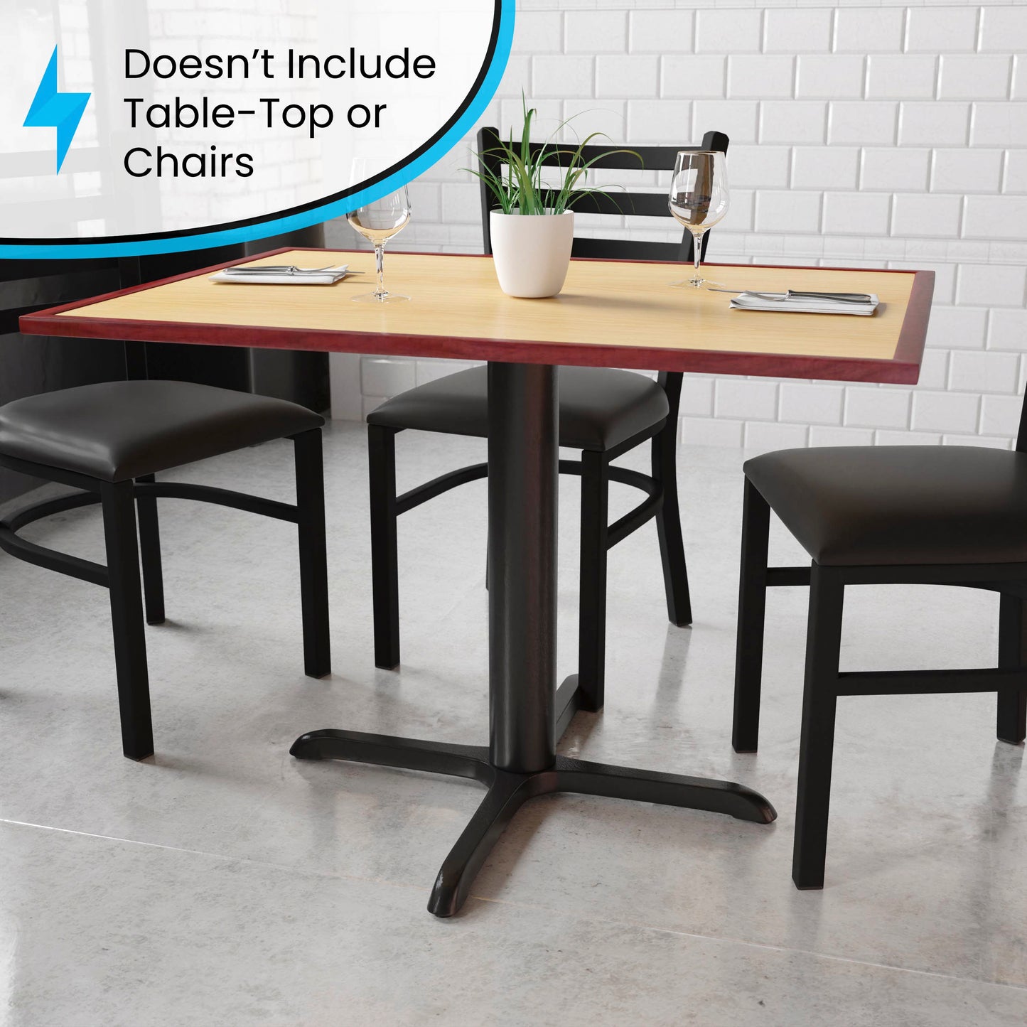 Beverly 33'' x 33'' Restaurant Table X-Base with 4'' Dia. Table Height Column Black