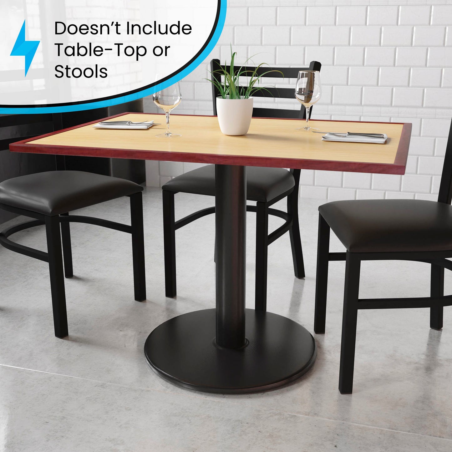 Beverly 24'' Round Restaurant Table Base with 4'' Dia. Table Height Column Black