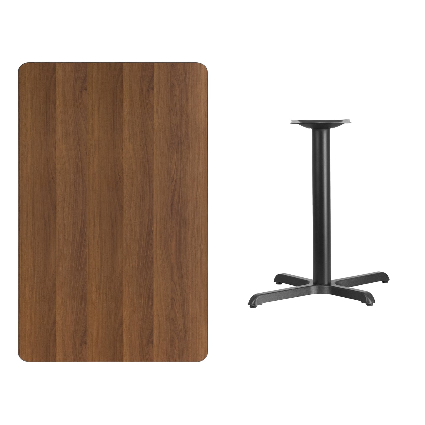 Stiles 30'' x 48'' Rectangular Walnut Laminate Table Top with 23.5'' x 29.5'' Bar Height Table Base Walnut