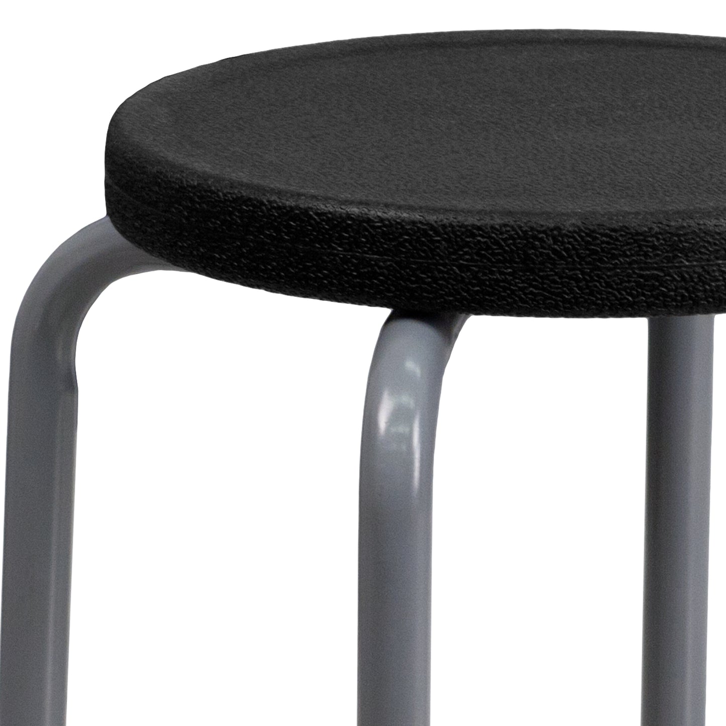 Remington Stackable Stool with Black Seat and Silver Powder Coated Frame Black