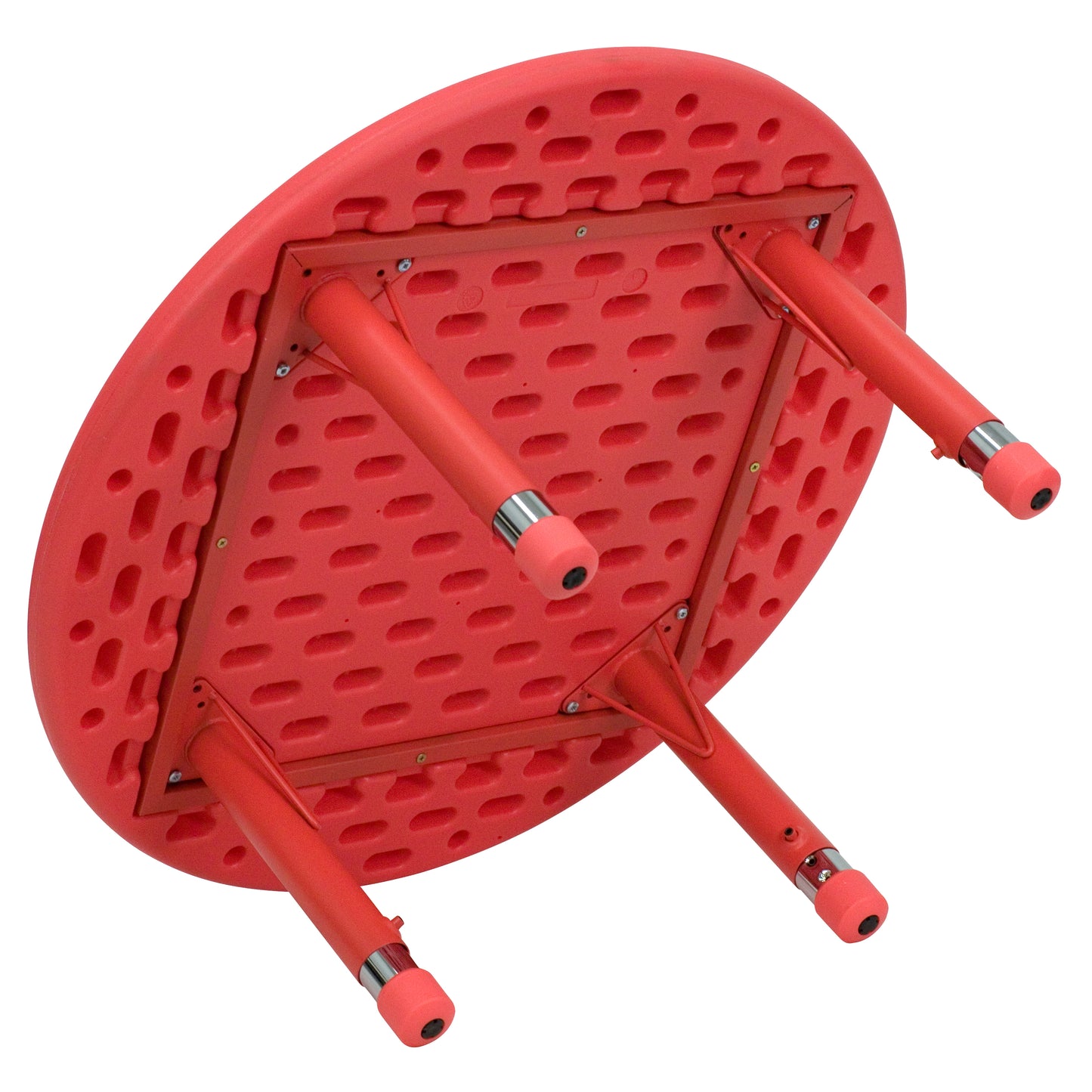 Wren 33'' Round Red Plastic Height Adjustable Activity Table Red