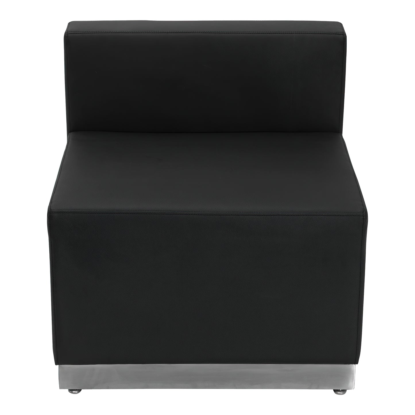 HERCULES Alon Series Black LeatherSoft Chair with Brushed Stainless Steel Base Black