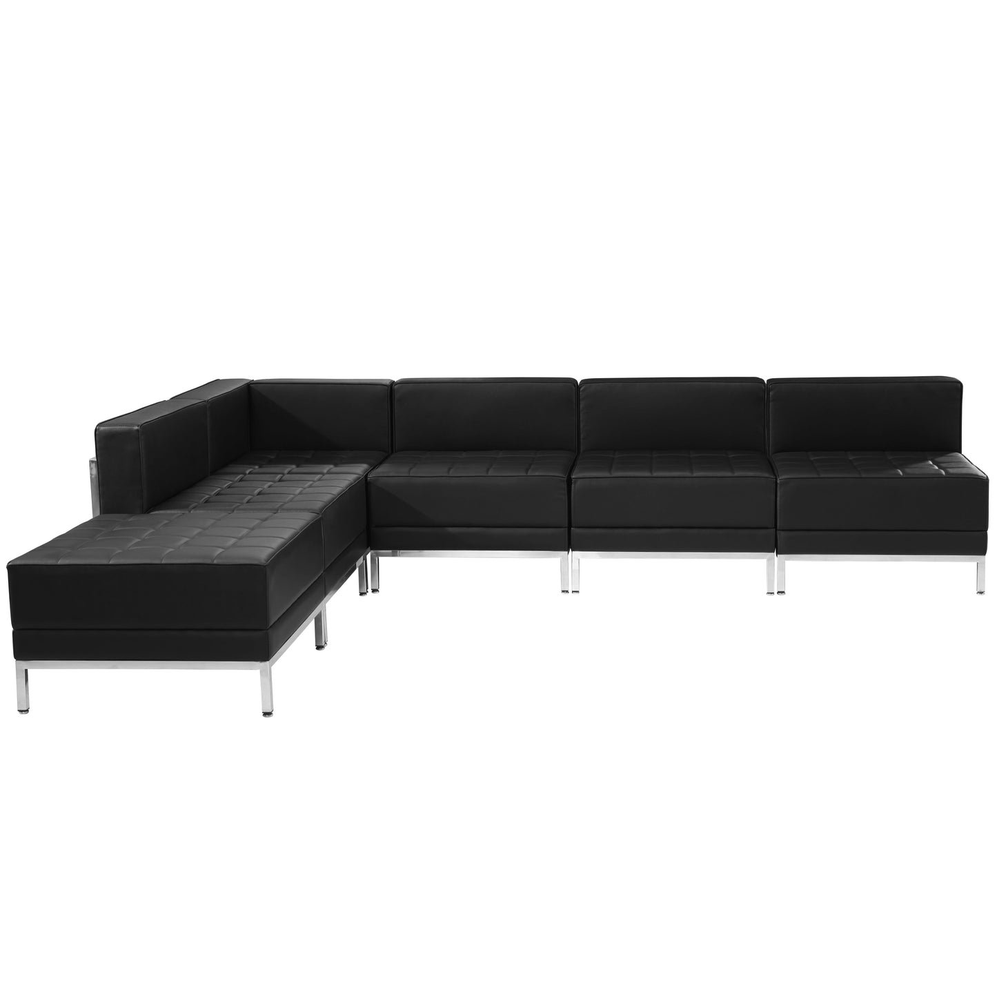 HERCULES Imagination Series Black LeatherSoft Sectional Configuration with Ganging Clips, 6 Pieces Black ZB-IMAG-SECT-SET10-GG