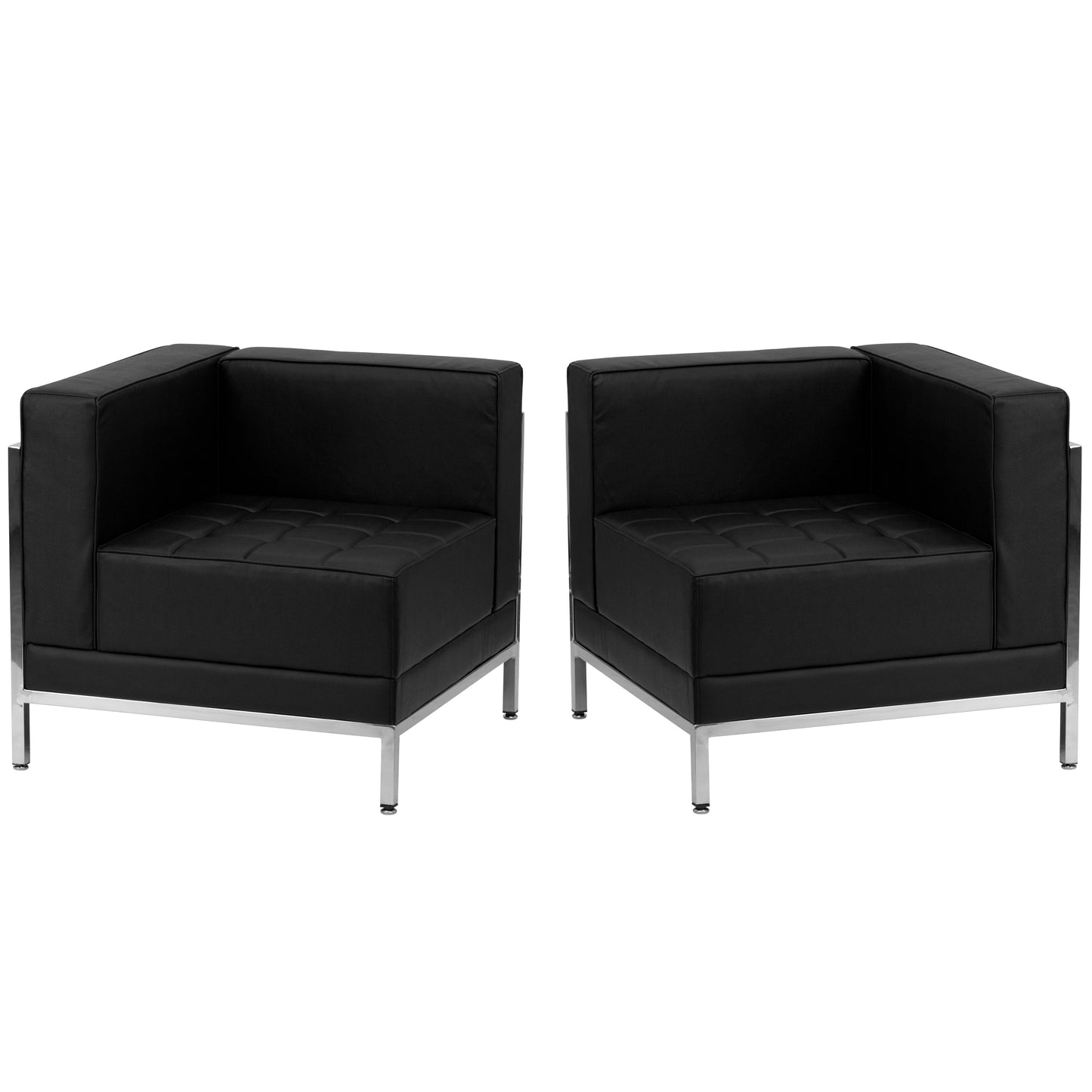 HERCULES Imagination Series Black LeatherSoft 2 Piece Corner Chair Set with Ganging Clips Black ZB-IMAG-SET10-GG