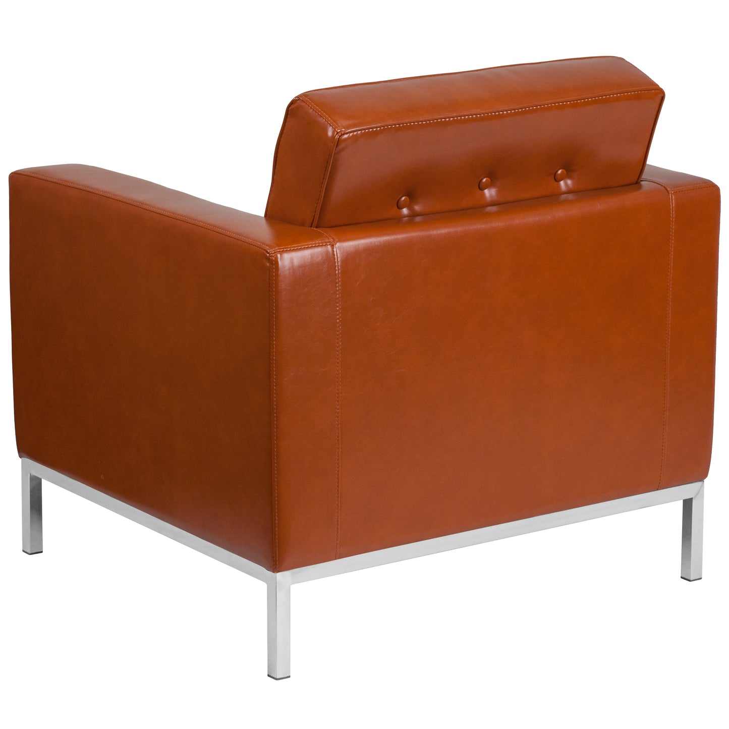 HERCULES Lacey Series Contemporary Cognac LeatherSoft Chair with Stainless Steel Frame Cognac