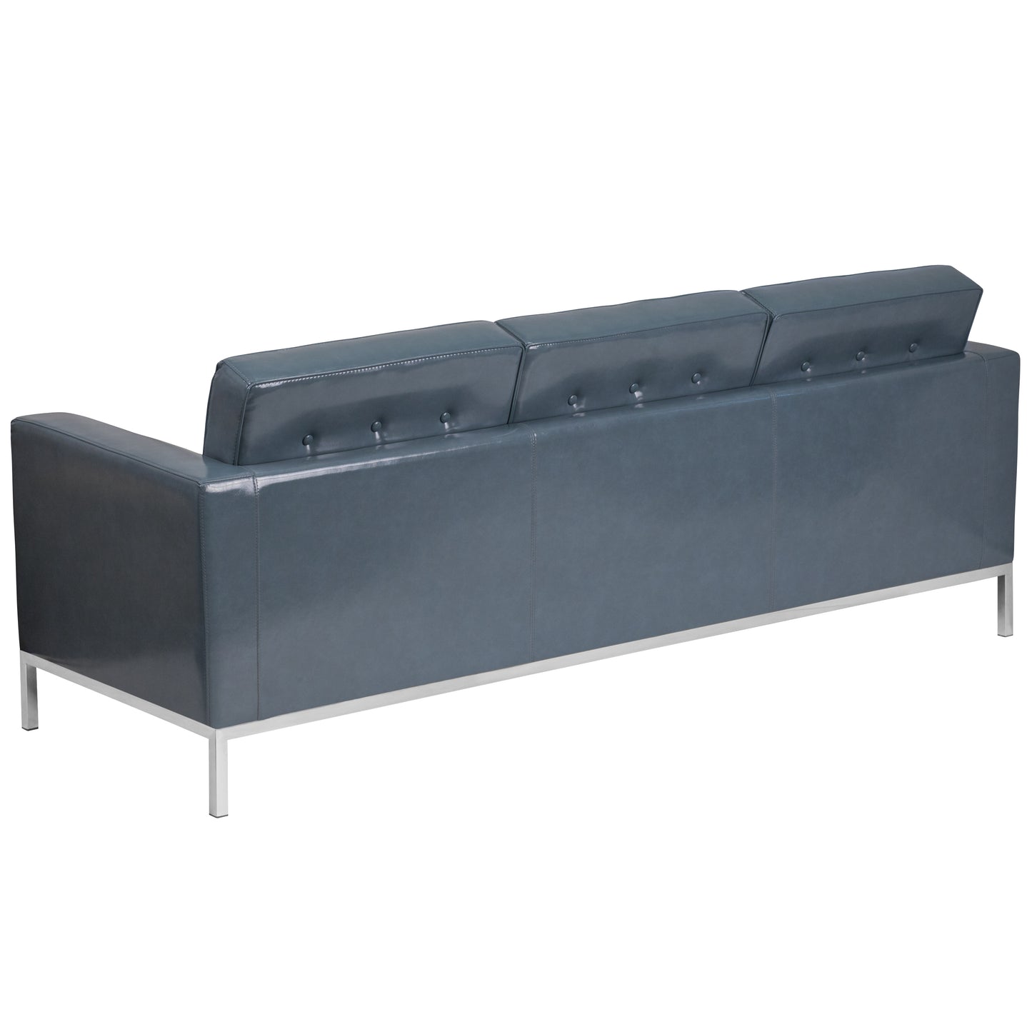HERCULES Lacey Series Contemporary Gray LeatherSoft Sofa with Stainless Steel Frame Gray