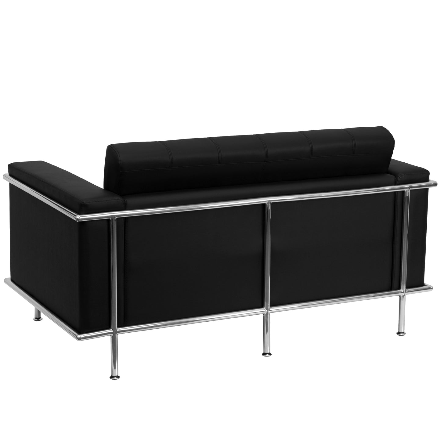 HERCULES Lesley Series Contemporary Black LeatherSoft Loveseat with Encasing Frame Black