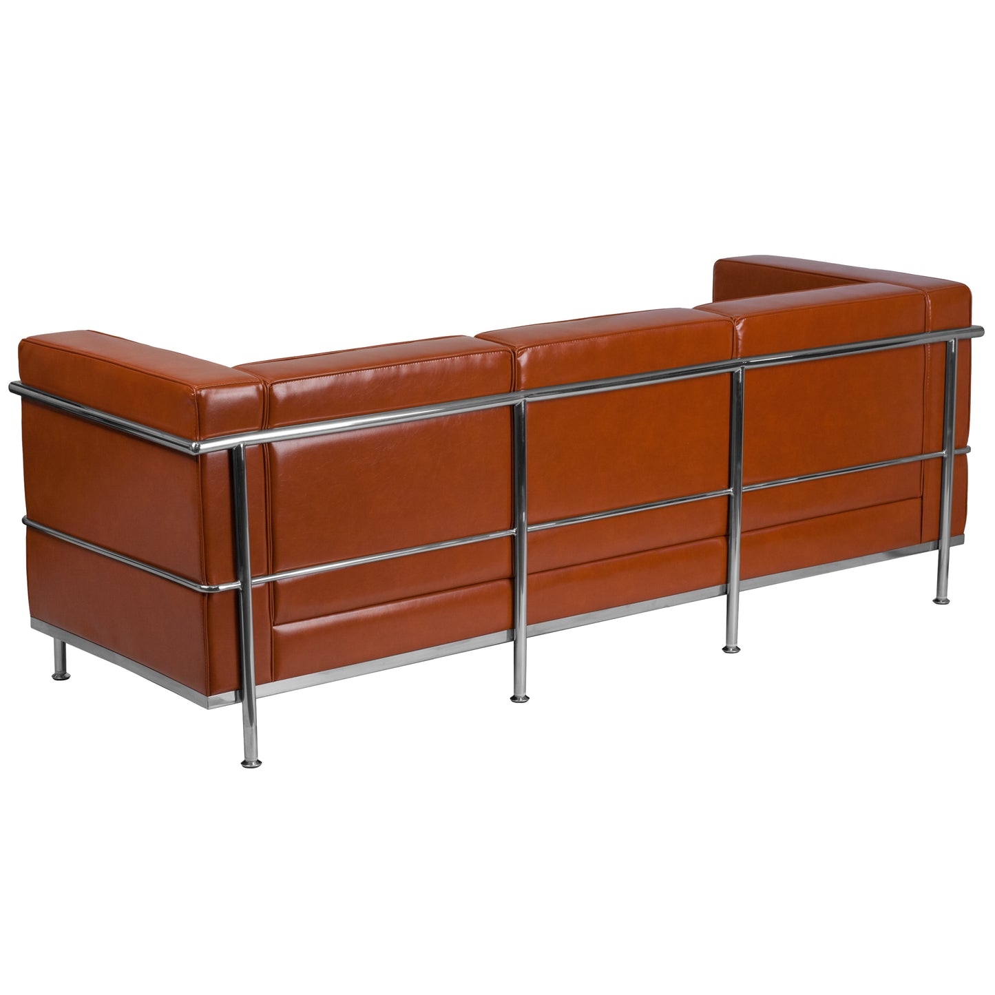 HERCULES Regal Series Contemporary Cognac LeatherSoft Sofa with Encasing Frame Cognac