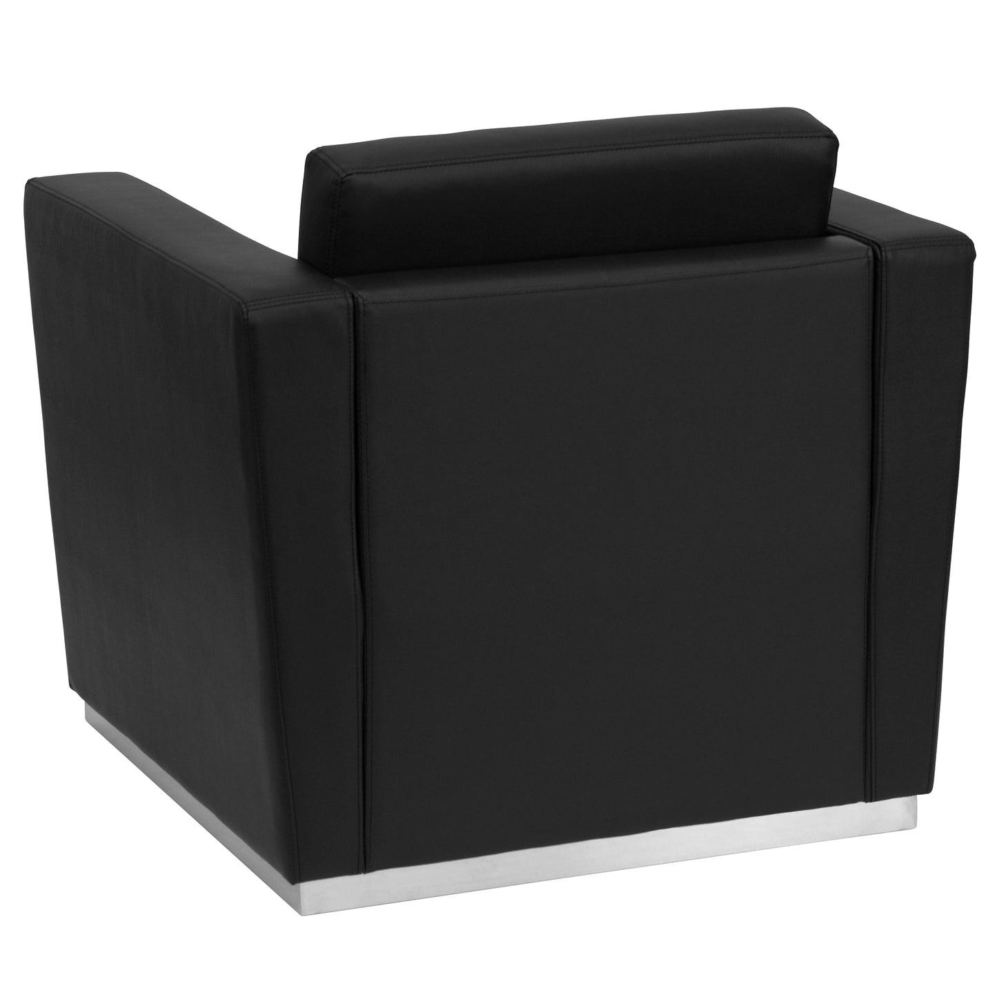HERCULES Trinity Series Contemporary Black LeatherSoft Chair with Stainless Steel Base Black