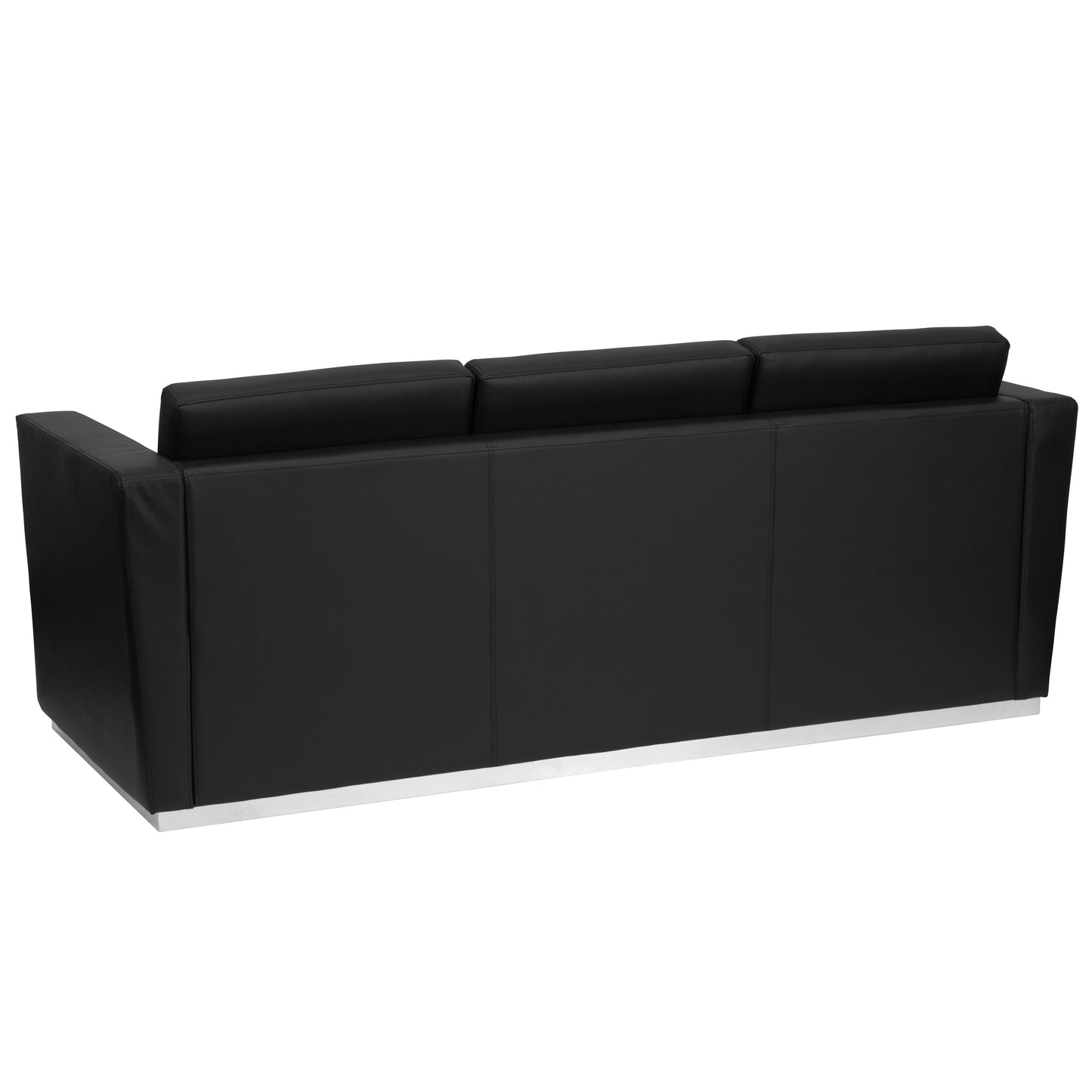 HERCULES Trinity Series Contemporary Black LeatherSoft Sofa with Stainless Steel Base Black ZB-TRINITY-8094-SOFA-BK-GG