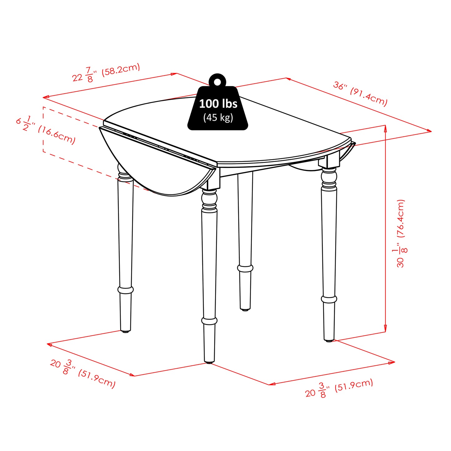 Sorella Round Double Drop Leaf Dining Table, Walnut