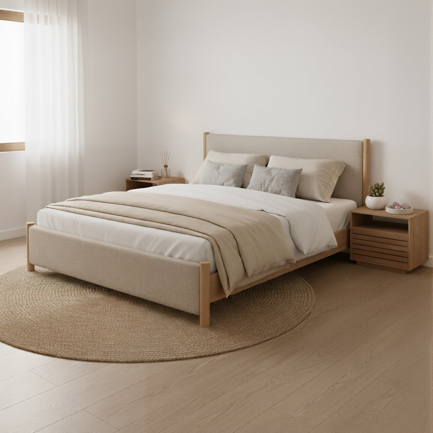 Hadi King Bed Beige & Natural - 9