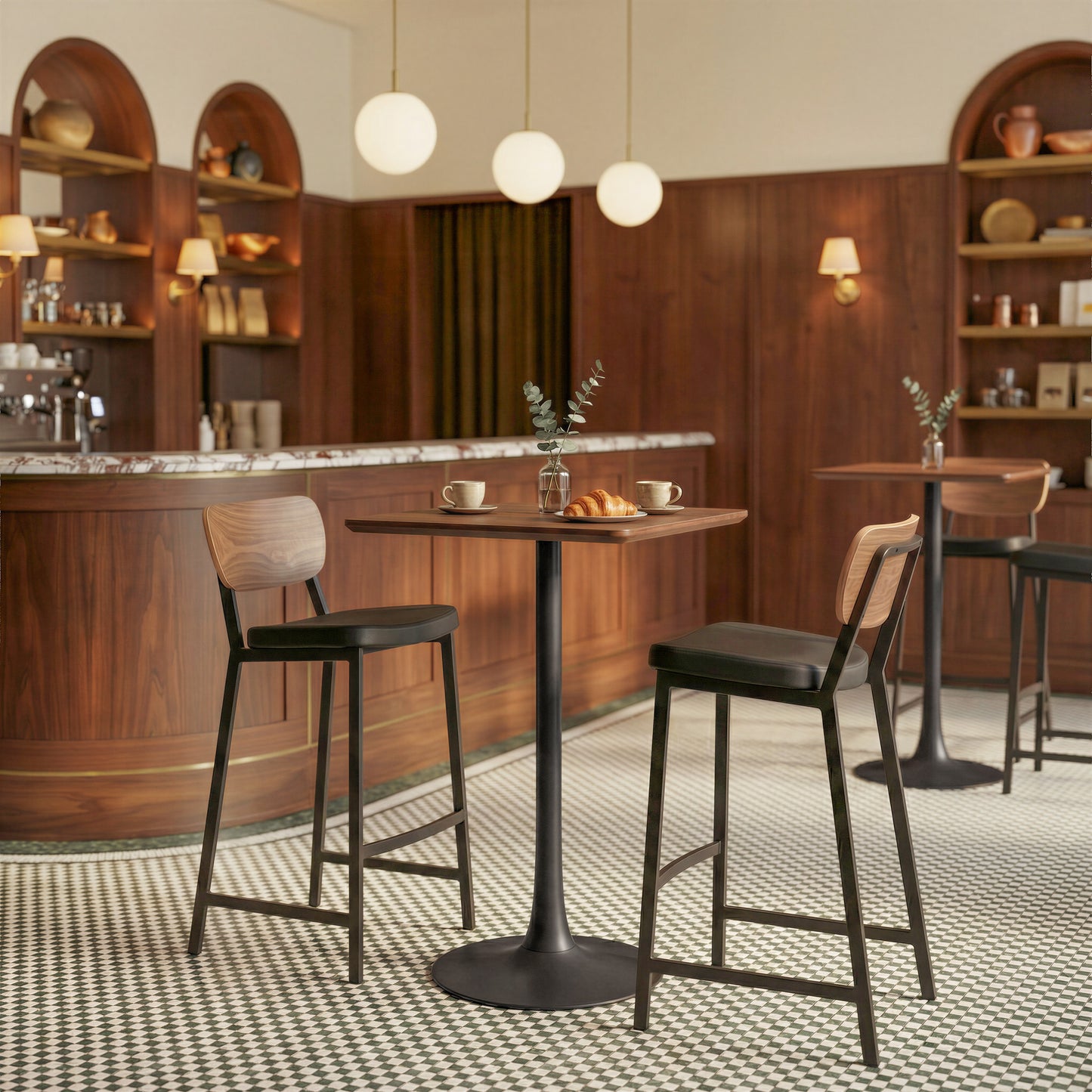 Ardenne Barstool (Set of 2) Black & Brown - 10