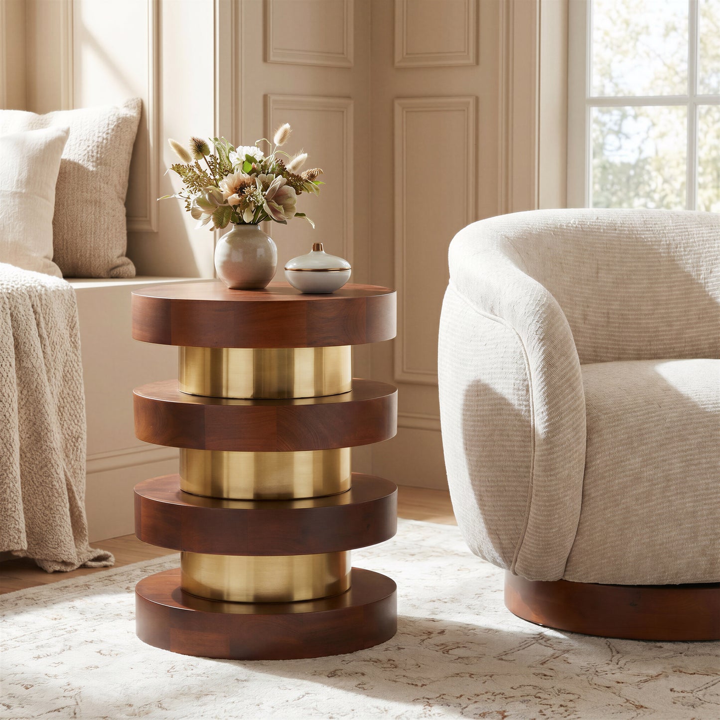 Vinta Swivel Chair Beige - 10
