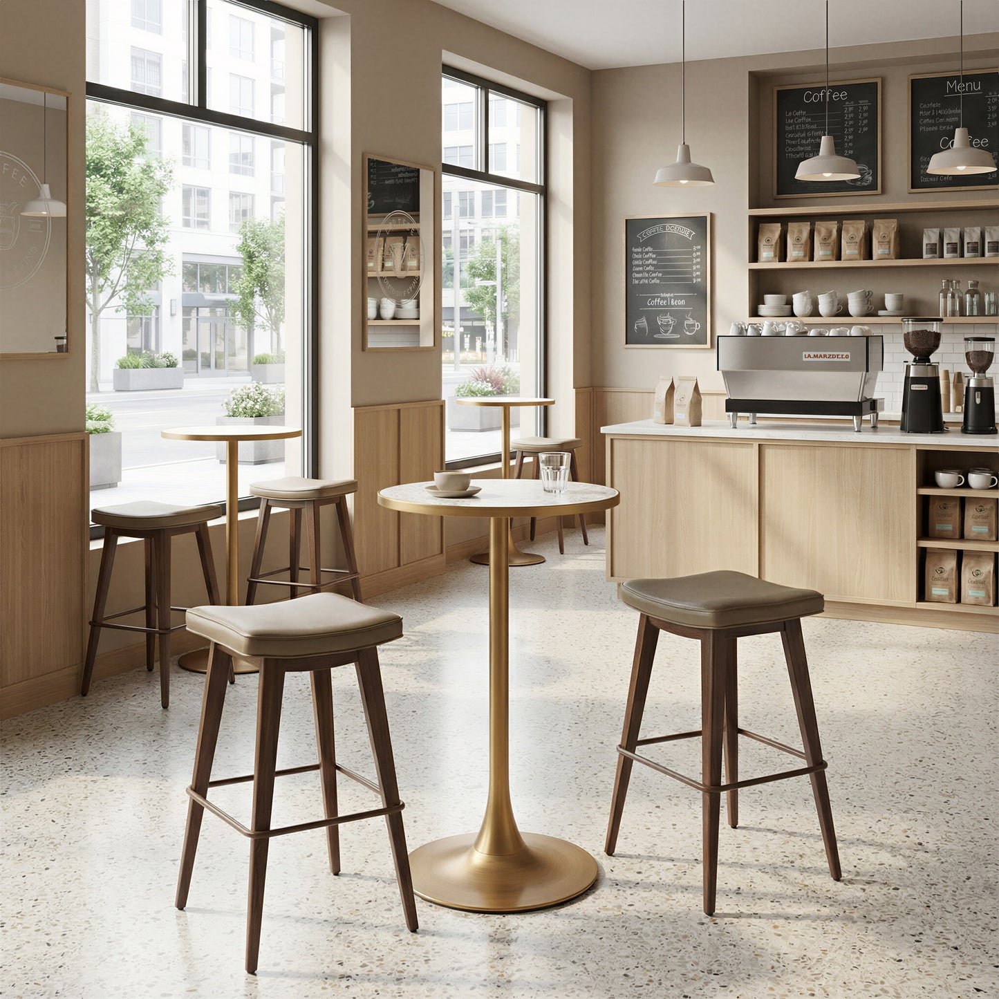 Divat Barstool (Set of 2) Taupe & Walnut - 8