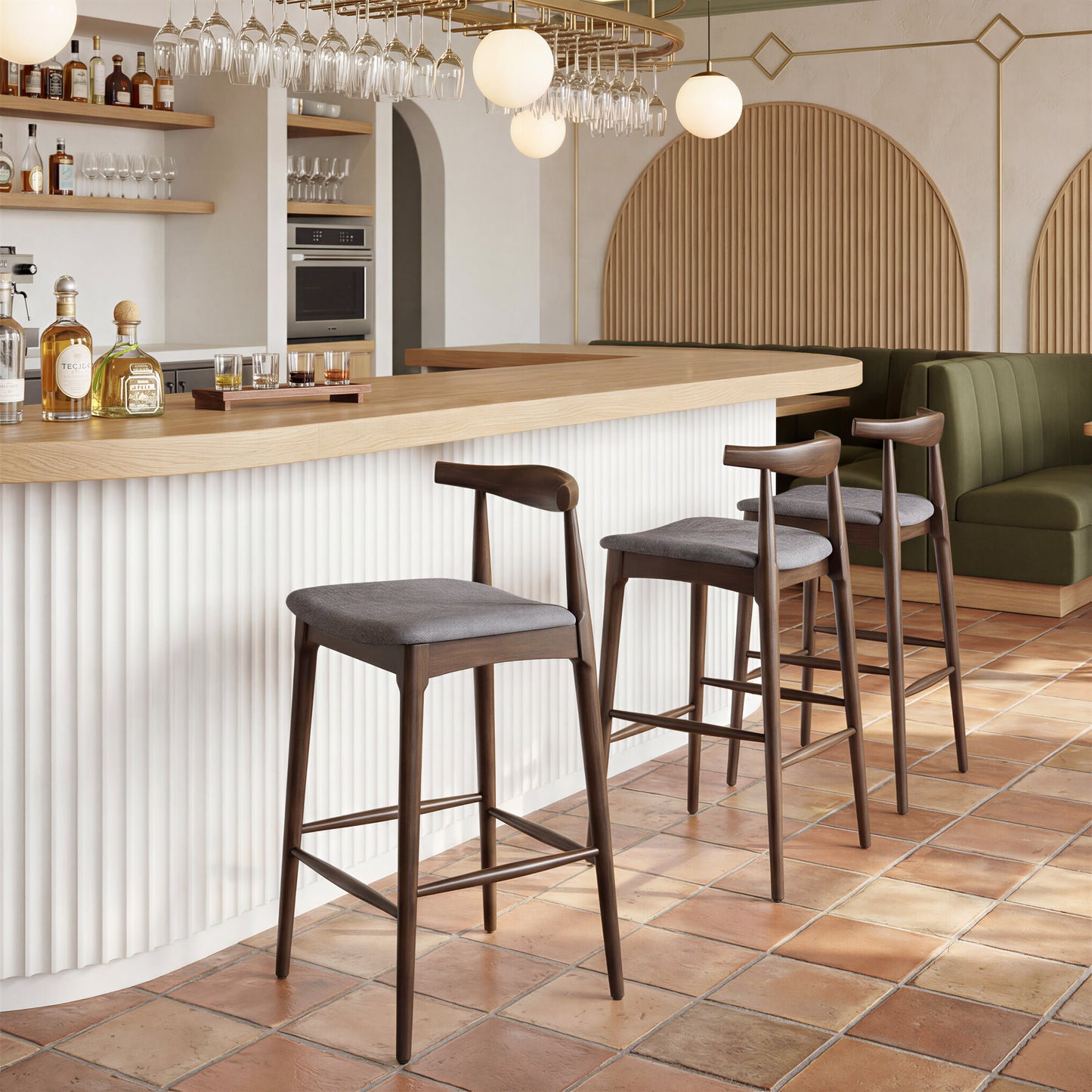 Tuzka Barstool (Set of 2) Gray & Espresso - 8