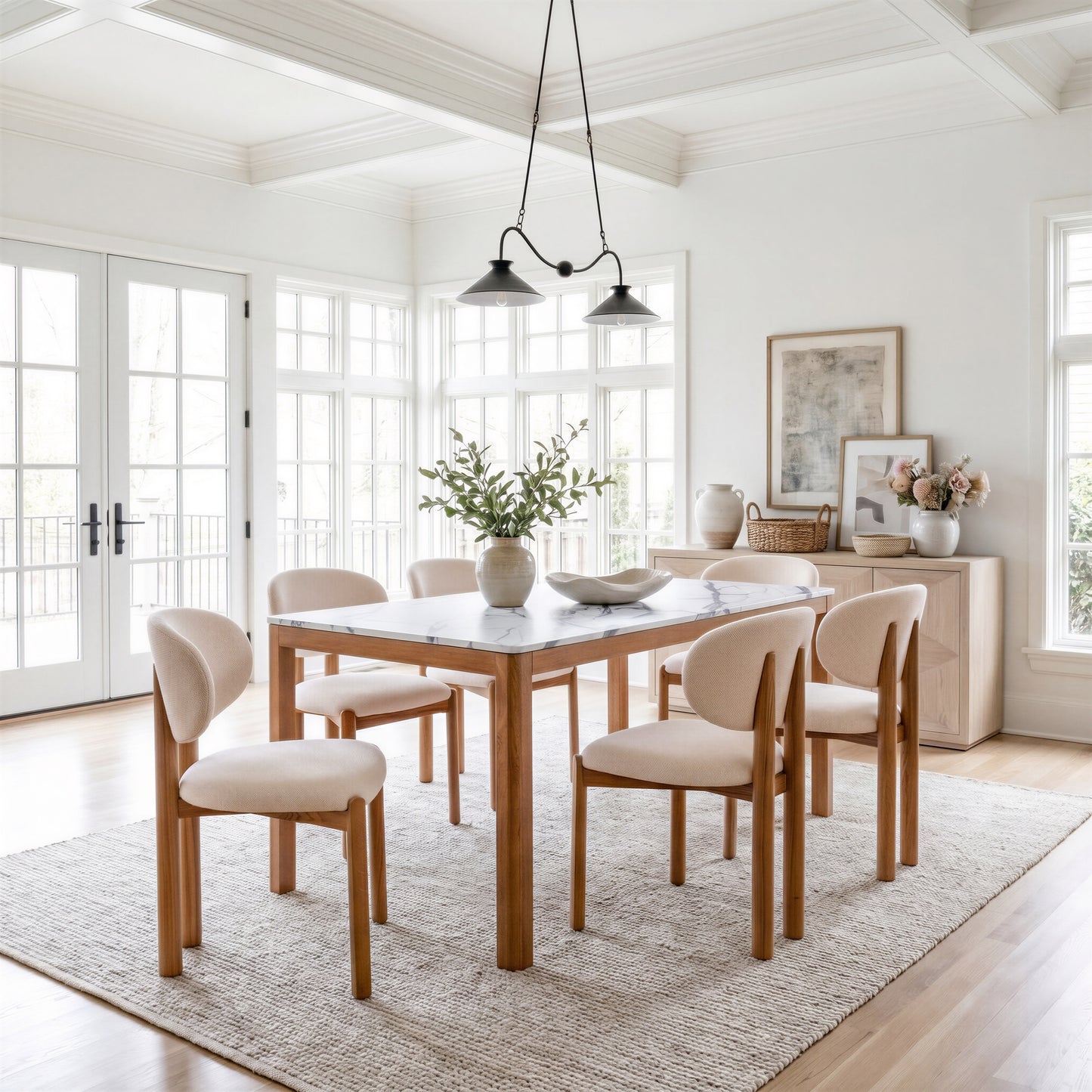 Rosetta Dining Chair (Set of 2) Beige & Walnut - 10
