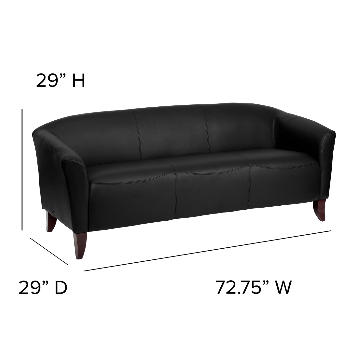 Black Leather Sofa 111-3-BK-GG