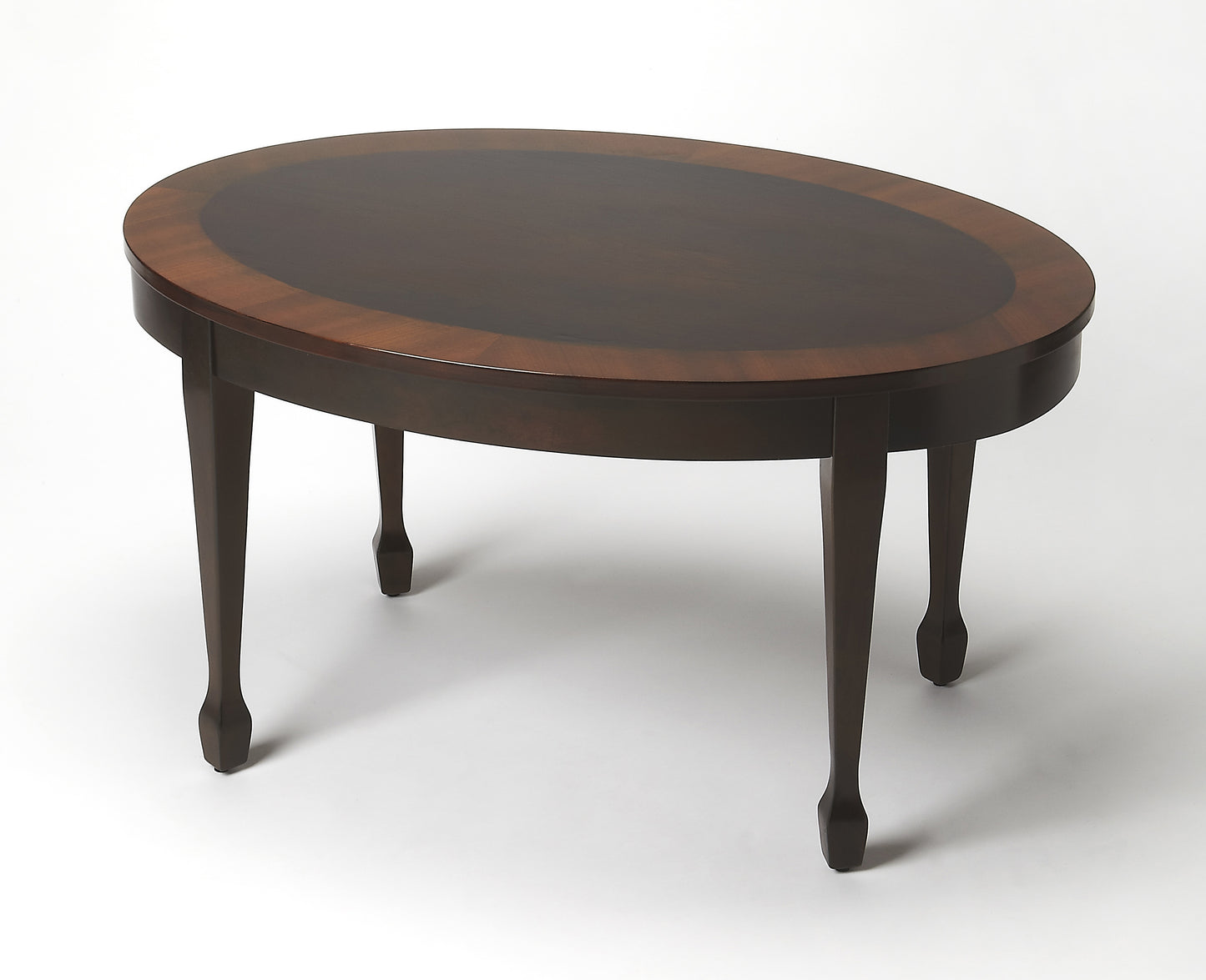 Clayton Oval Wood Coffee Table in Medium Brown  1234211