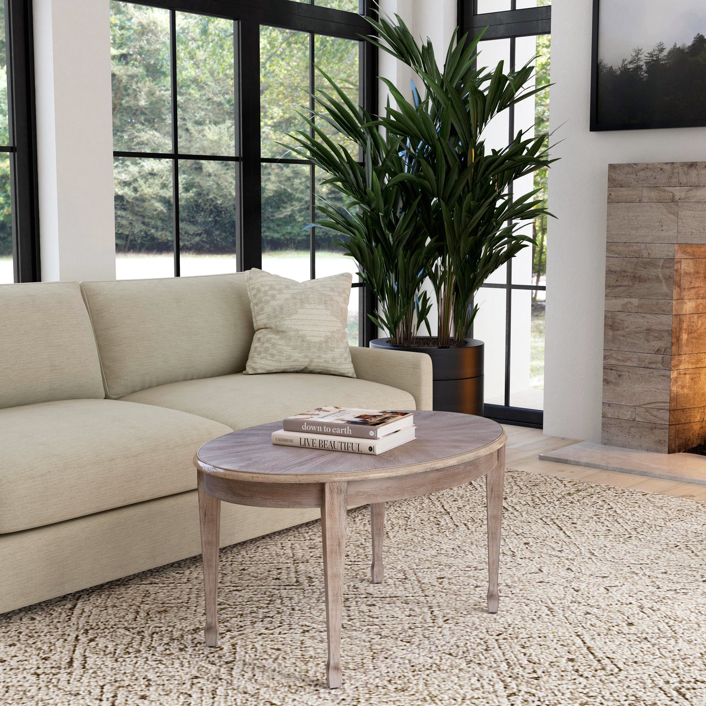 Clayton Oval Wood Coffee Table in Natural Wood  1234247